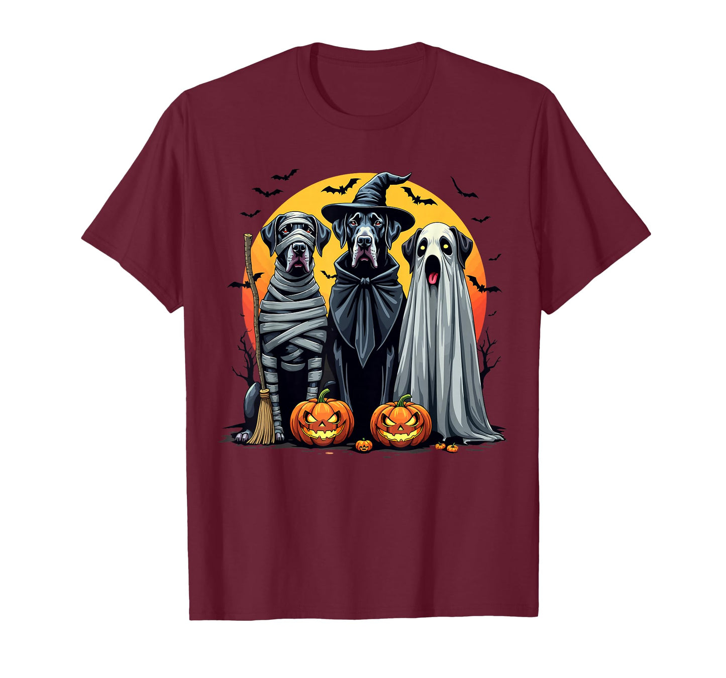 Great Dane Halloween Costume Mummy Witch Ghost T-Shirt