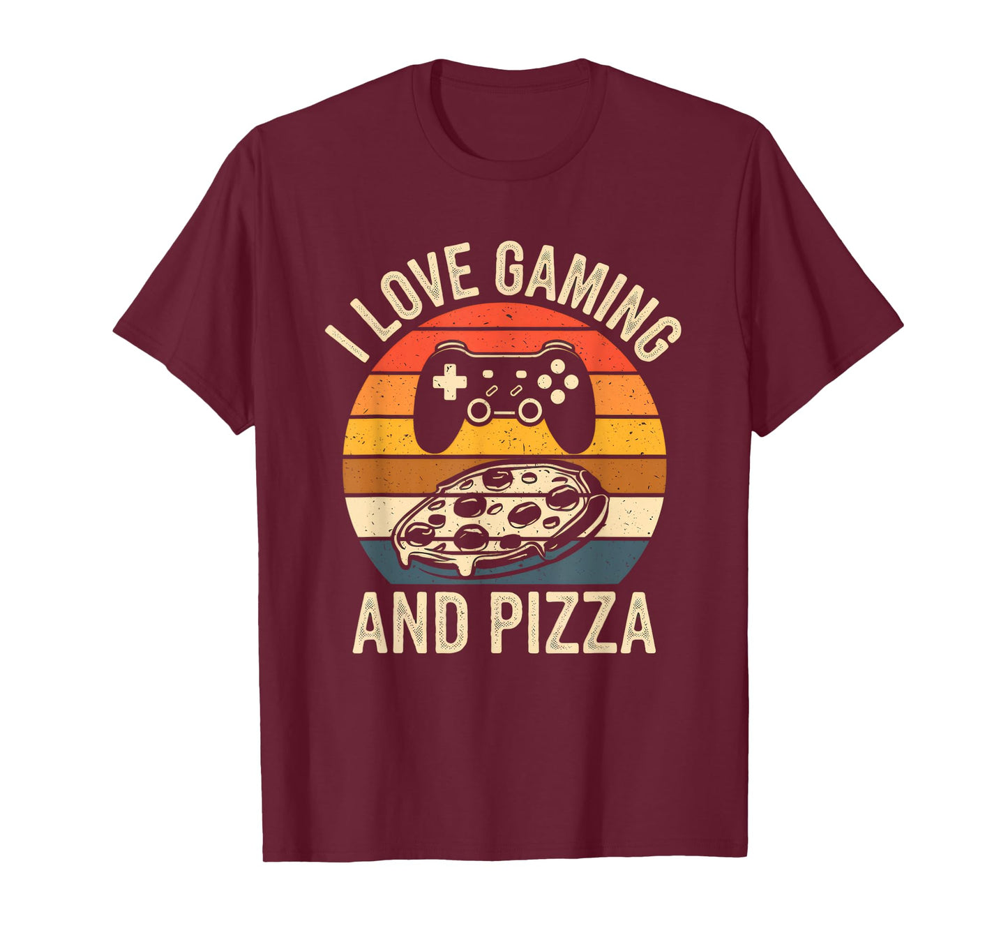 I Love Gaming And Pizza Vintage Funny Retro Pizza Gamer T-Shirt