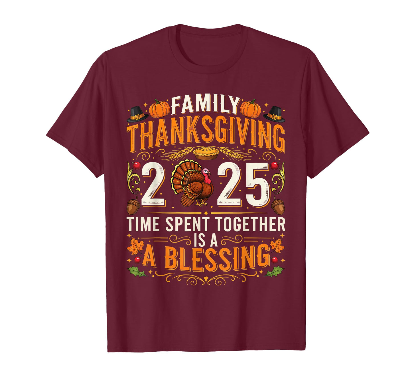 Thanksgiving 2025 Matching Family Tee Turkey Pumpkin Pilgrim T-Shirt