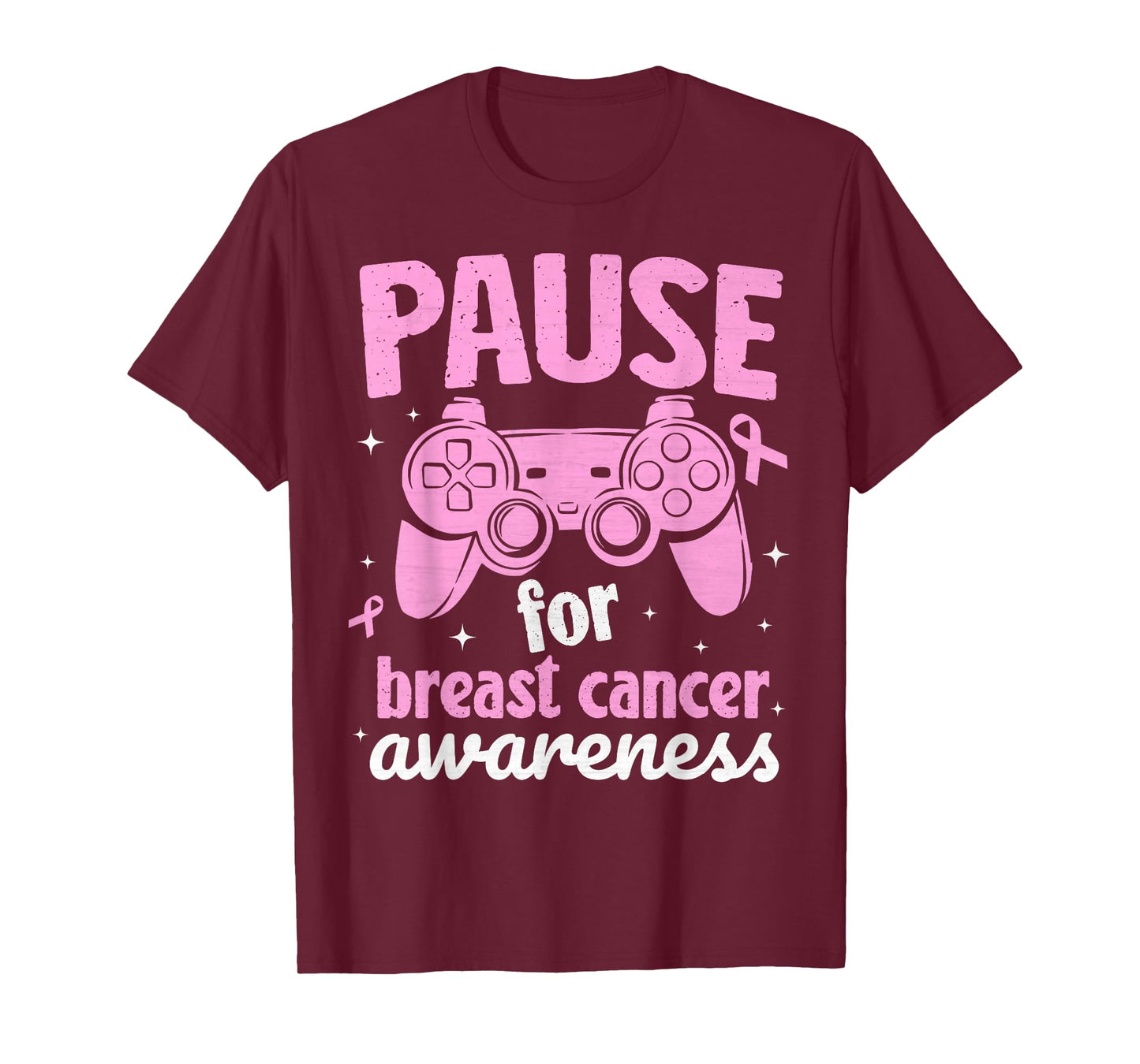 Pause For Breast Cancer Awareness Boys Gaming Kids Gamer T-Shirt
