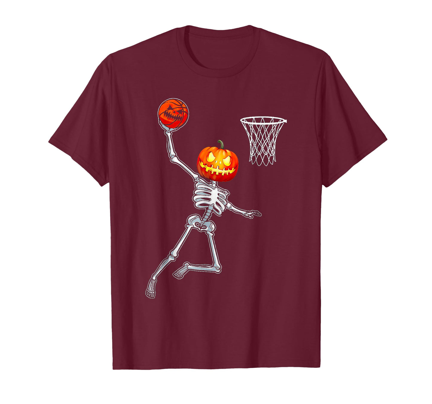 Pumpkin Skeleton Playing Basketball Halloween T-Shirt