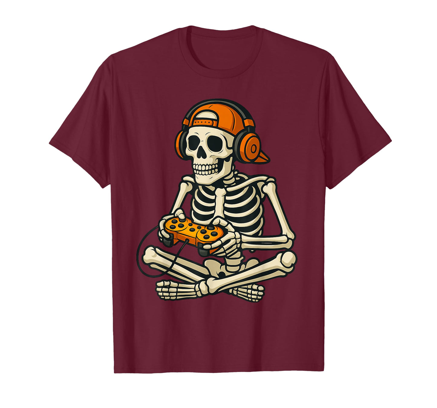 Video Game Skeleton Halloween Gaming Teens Gamer Men Boy Kid T-Shirt