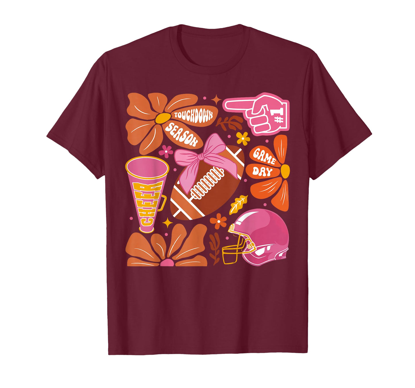 Touchdown Season Football Game Day Coquette Bow Fall Boho T-Shirt