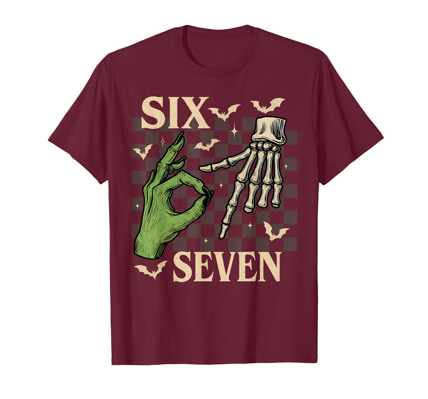 Funny Six Seven 6 7 Witch Skeleton Hands Halloween Outfit T-Shirt