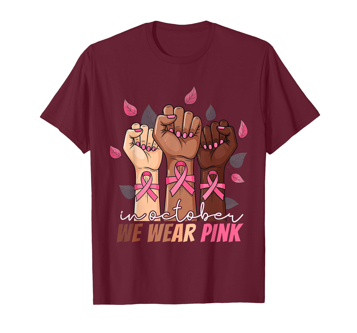 In October We Wear Pink Breast Cancer Awareness Black Women T-Shirt