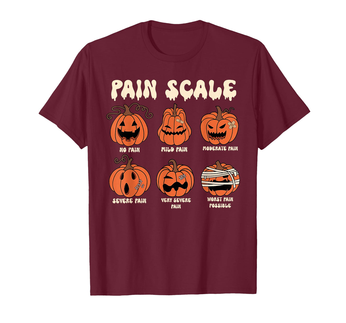 Pain Scale Spooky Pumpkin Fall Halloween Trauma Nurse Triage T-Shirt