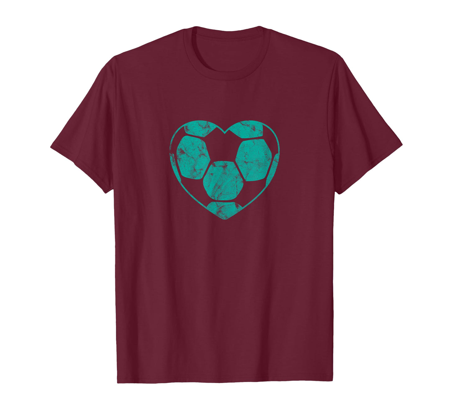 Soccer Ball Teal Heart Mom Fan Parent Vintage T-Shirt