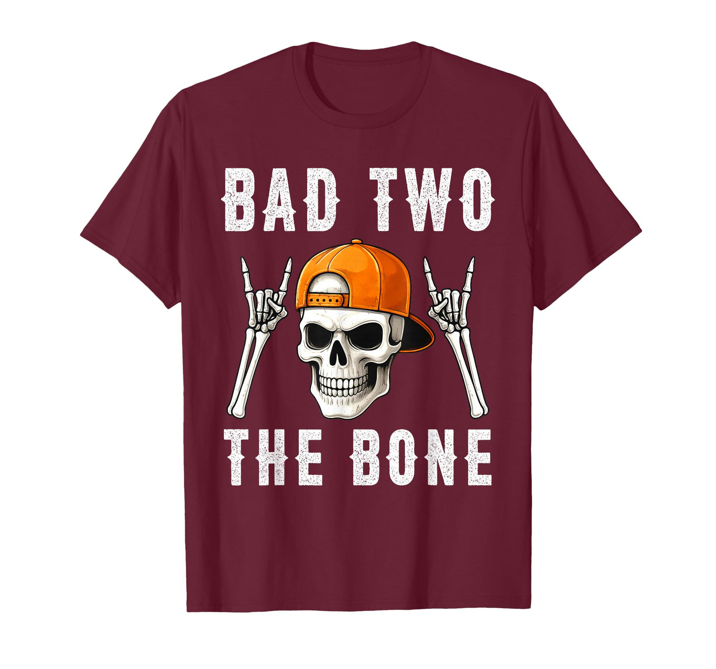 Bad Two The Bone Skull with Cap Halloween 2nd Birthday Boy T-Shirt