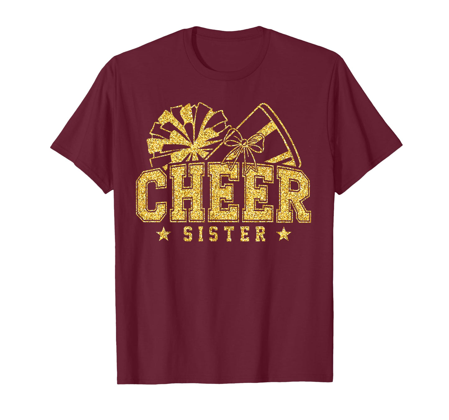 Cheer Sister Black Gold Pom Cheerleader Cheerleading T-Shirt