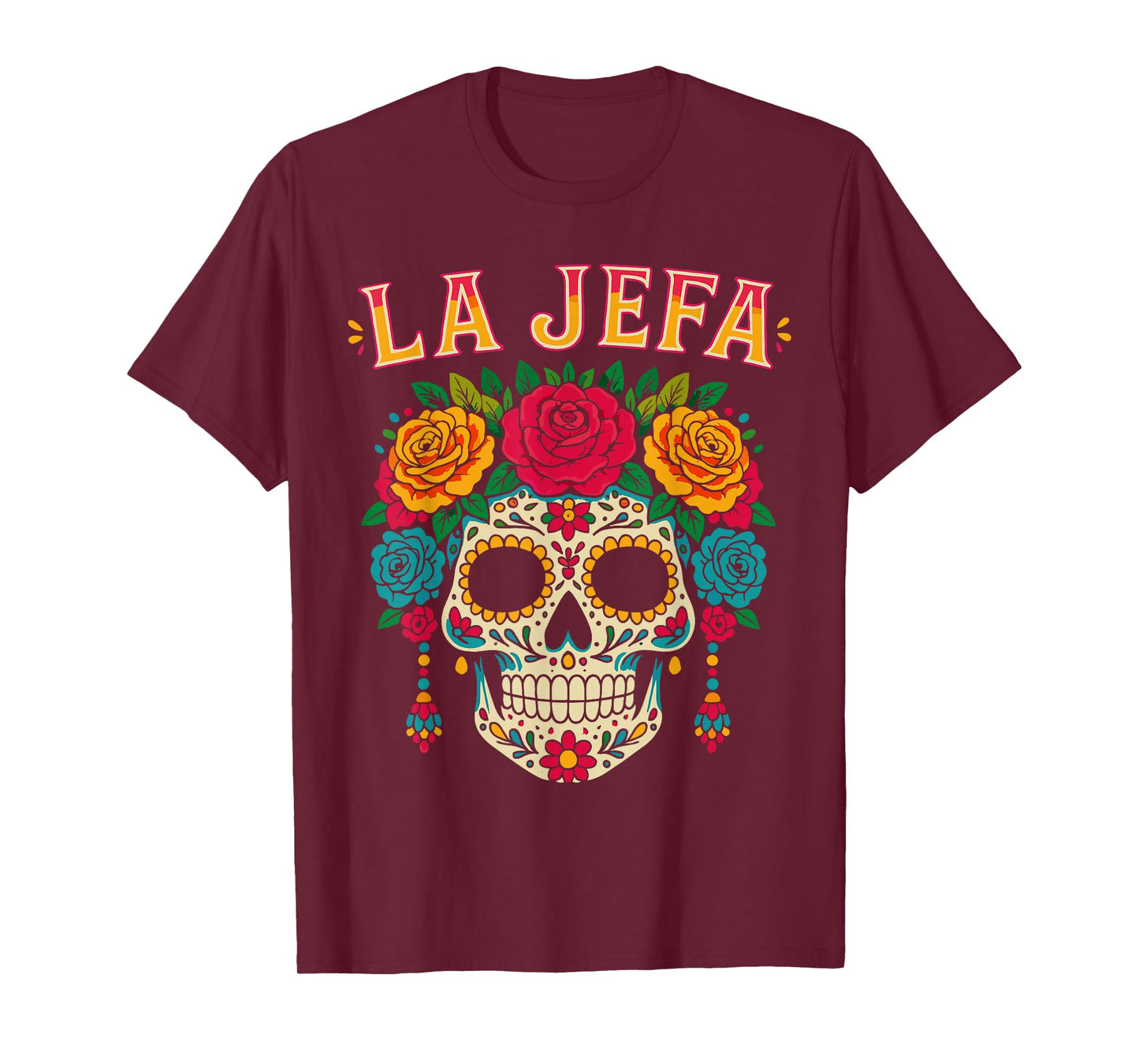 Sugar Skull La Jefa Shirt Women, Dia De Los Muertos Mexican T-Shirt