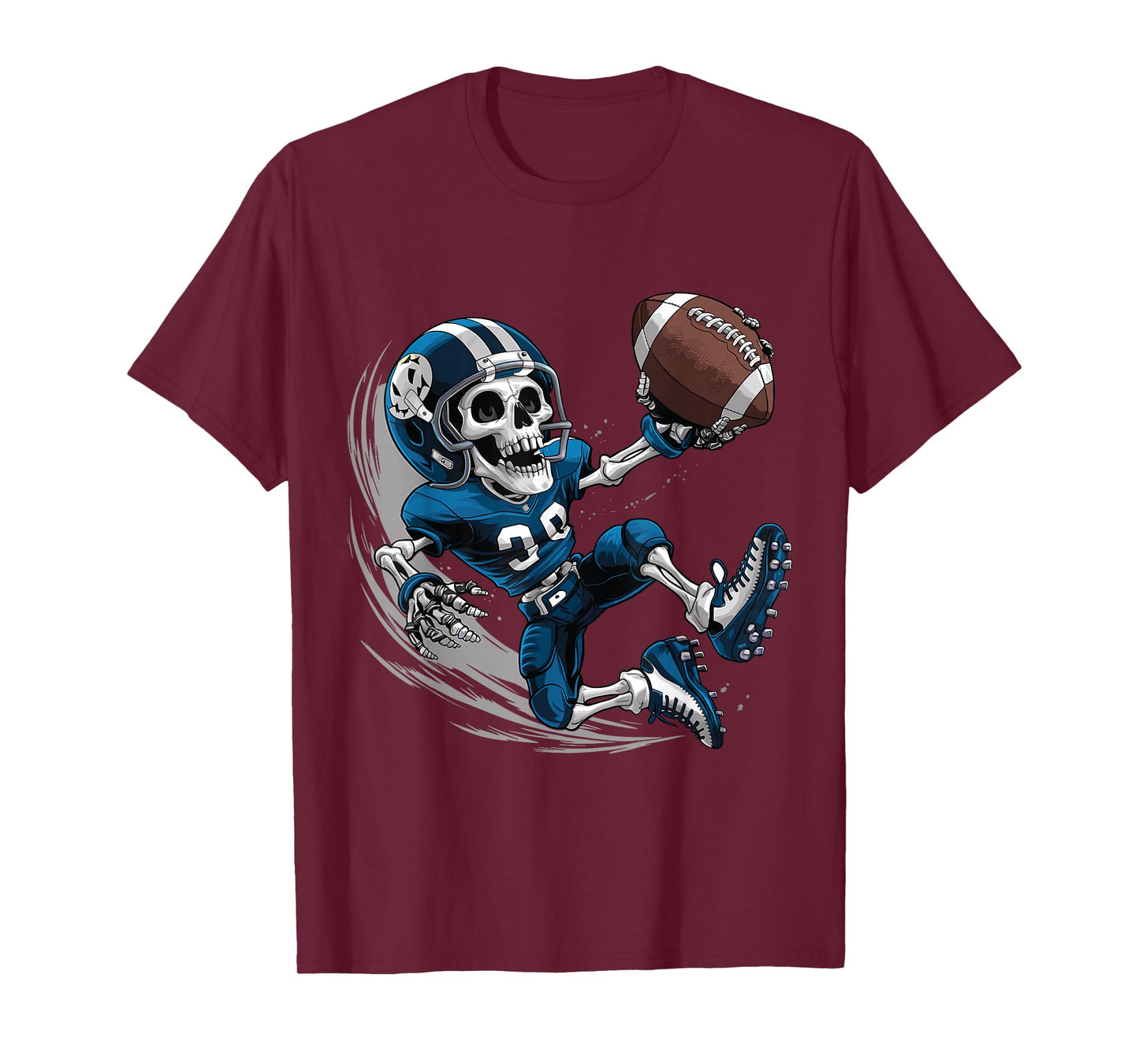 American Football Skeleton Halloween Men Boys Football Fan T-Shirt