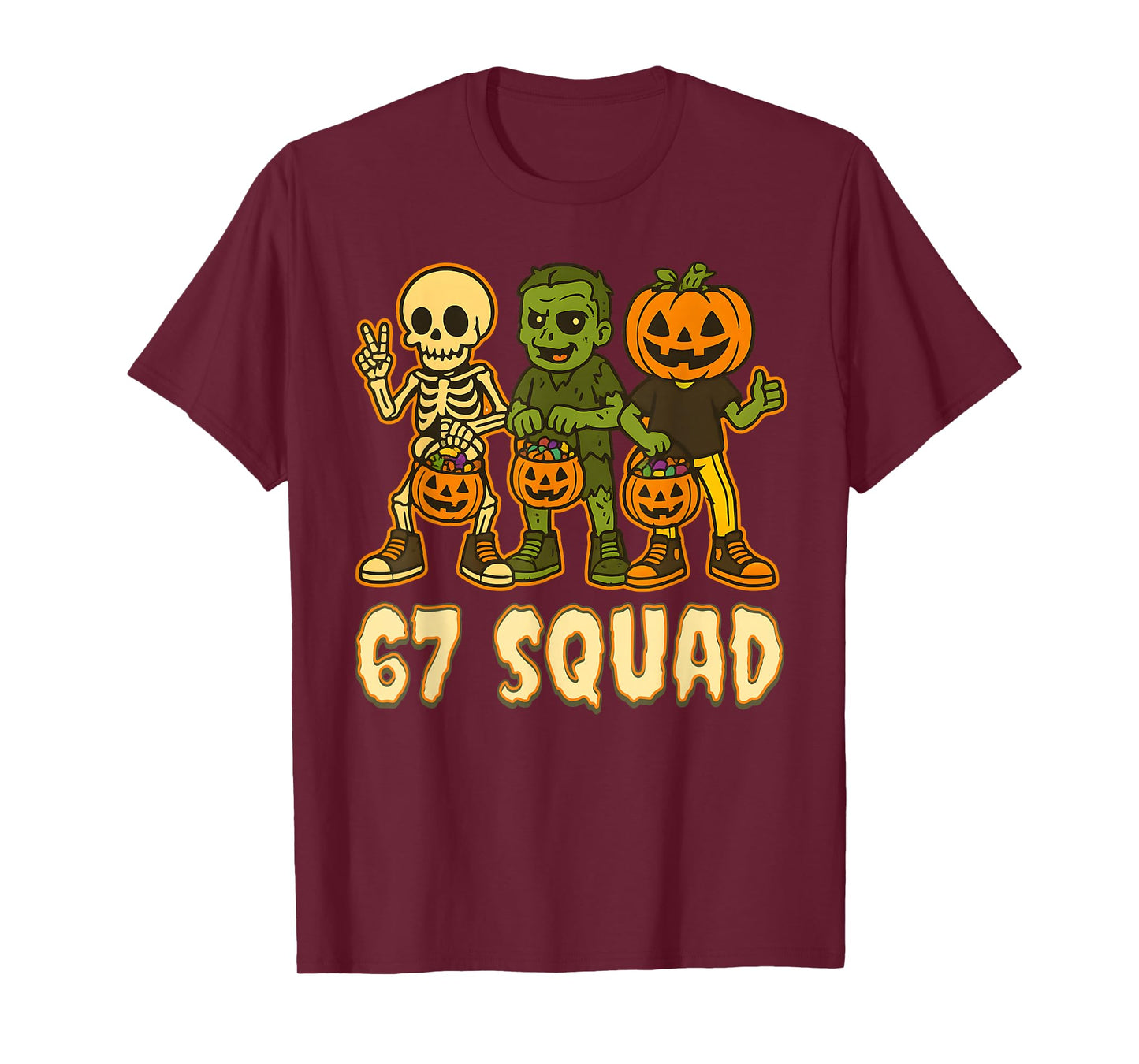 67 Halloween Squad Pumpkin Six Seven Boys Brainrot Meme Kids T-Shirt