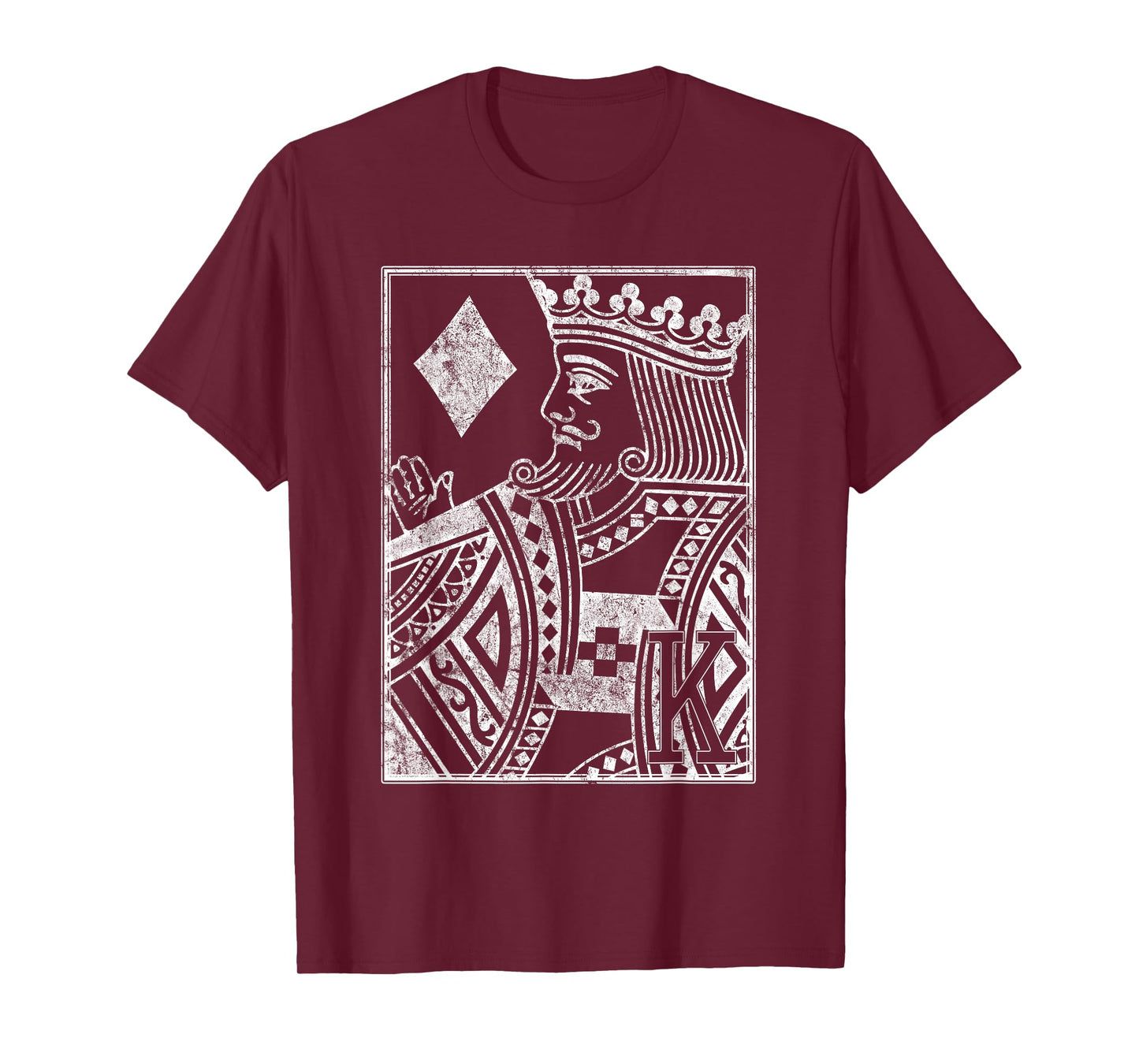 King of Diamonds Vintage Look Distressed Playing Card T-Shirt