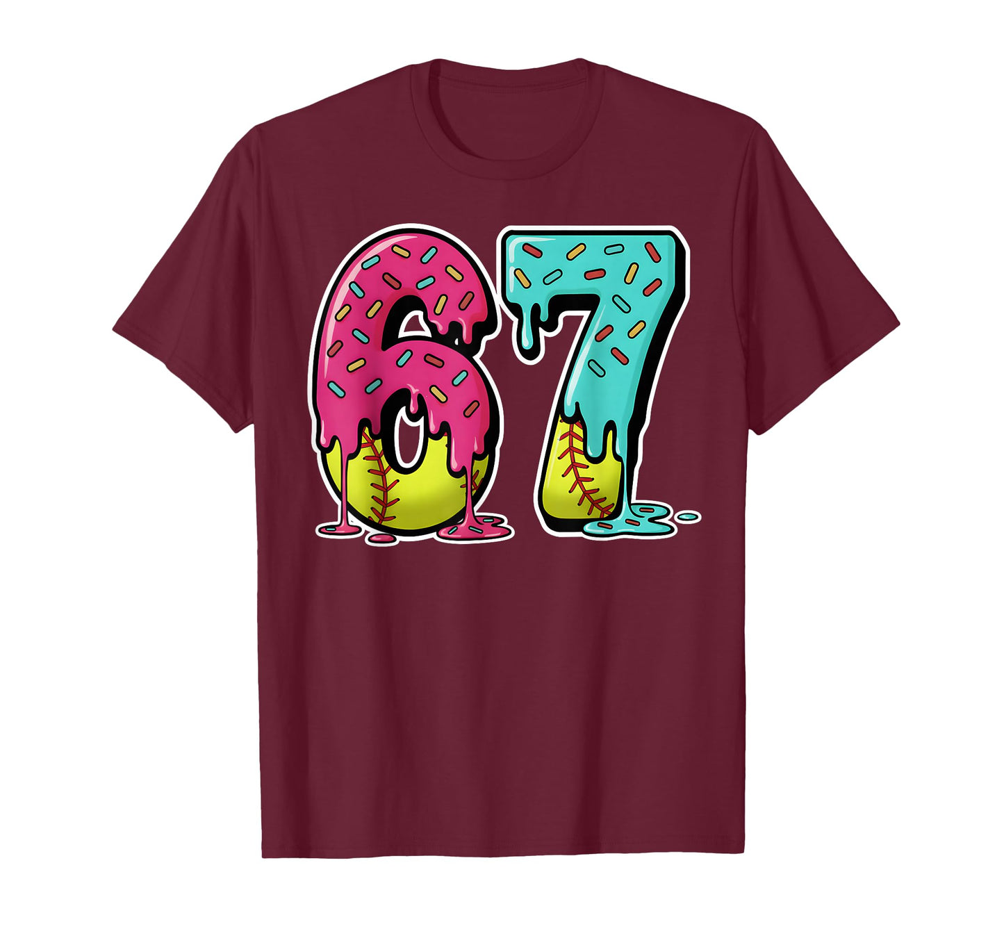 67 Ice Cream Drip Softball Gen Alpha Slang Six Seven Meme T-Shirt