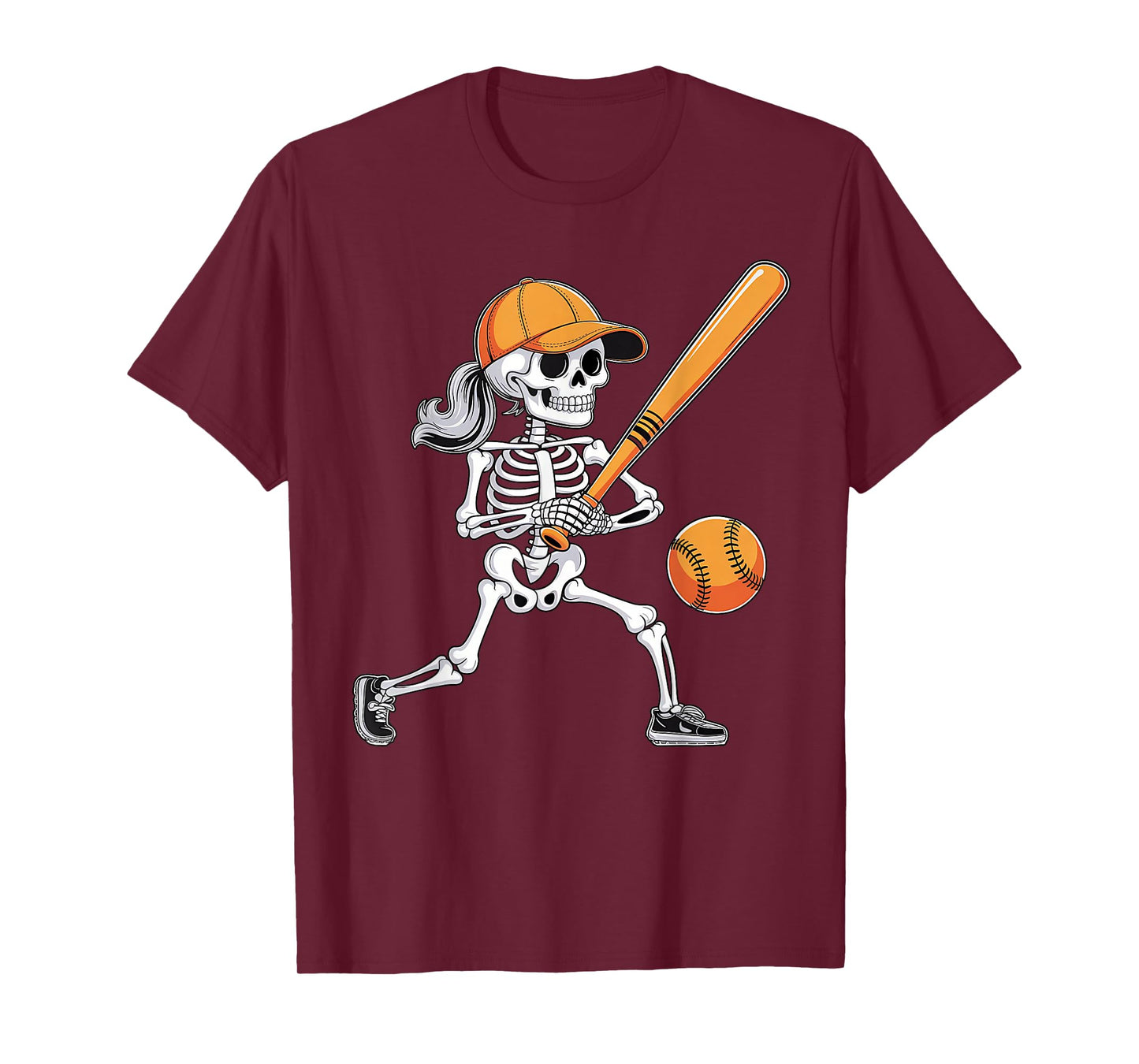 Skeleton Play Softball Halloween Costume for Men Boys Kids T-Shirt