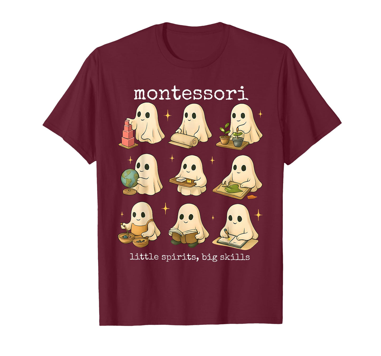 Funny Ghosts Halloween Montessori Teacher Educator Costume T-Shirt