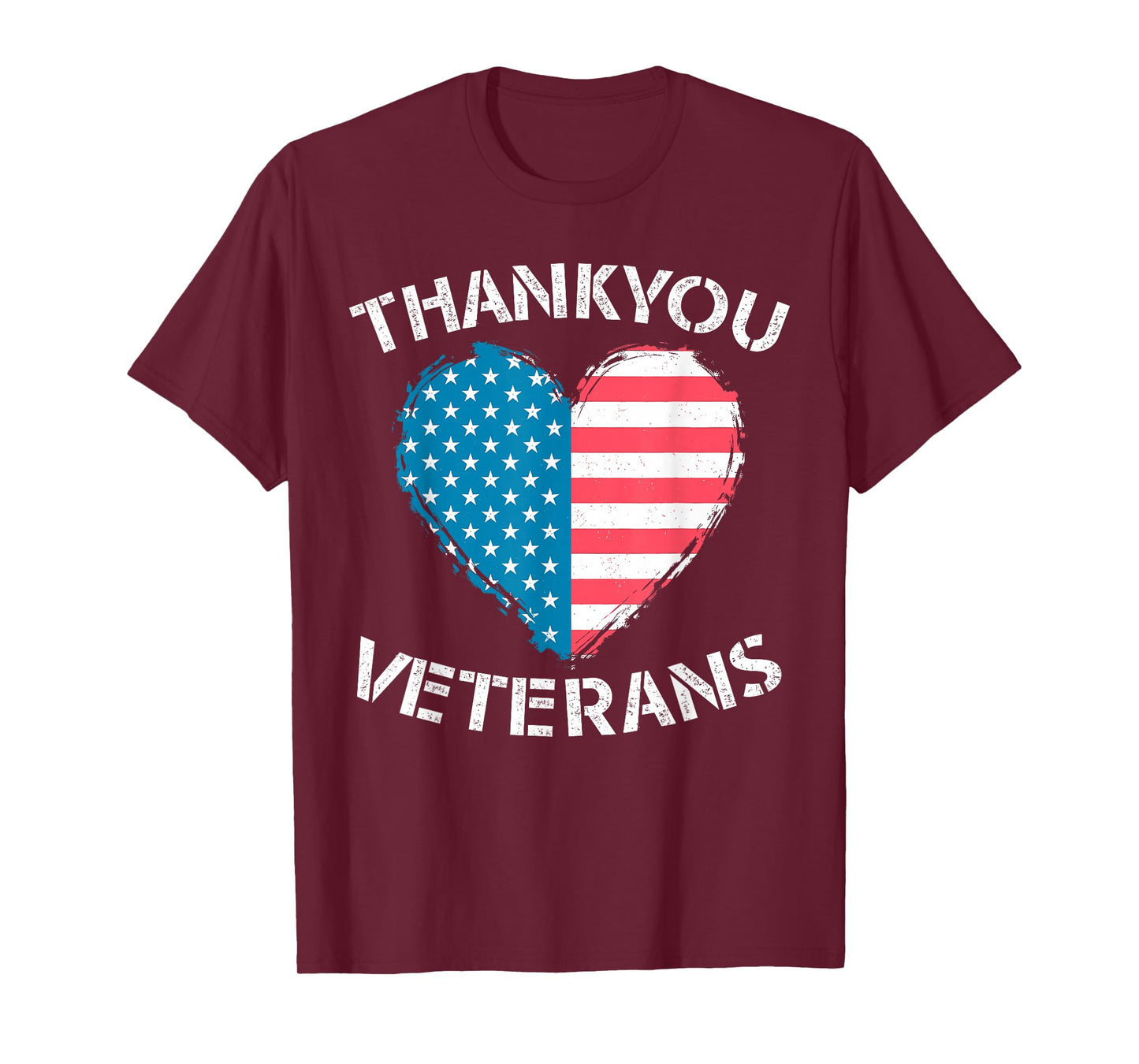 Thank You Veterans Heart American Flag Patriotic Men Women T-Shirt