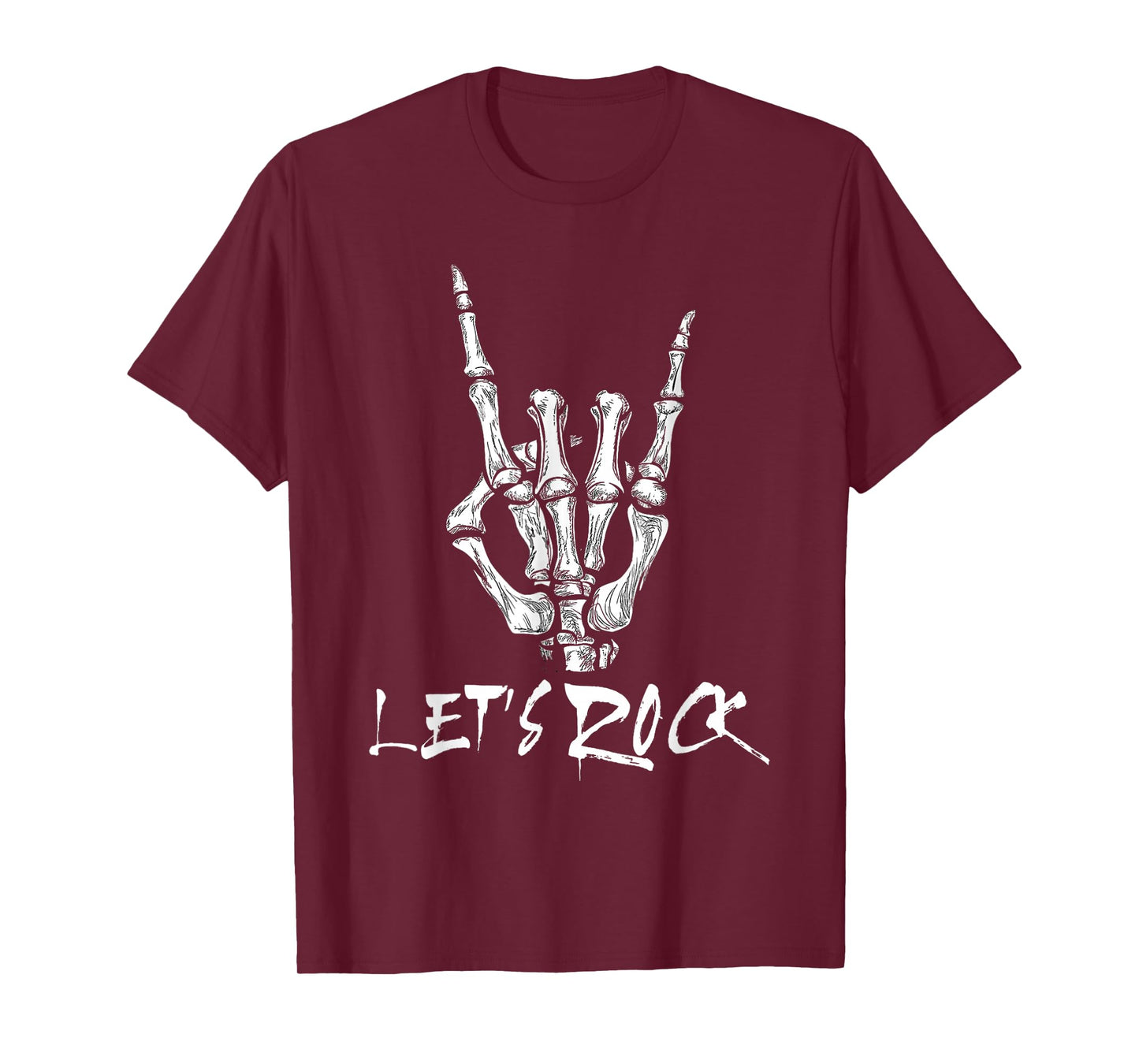 Lets Rock On Band Halloween Rock and Roll Skeleton Hand T-Shirt
