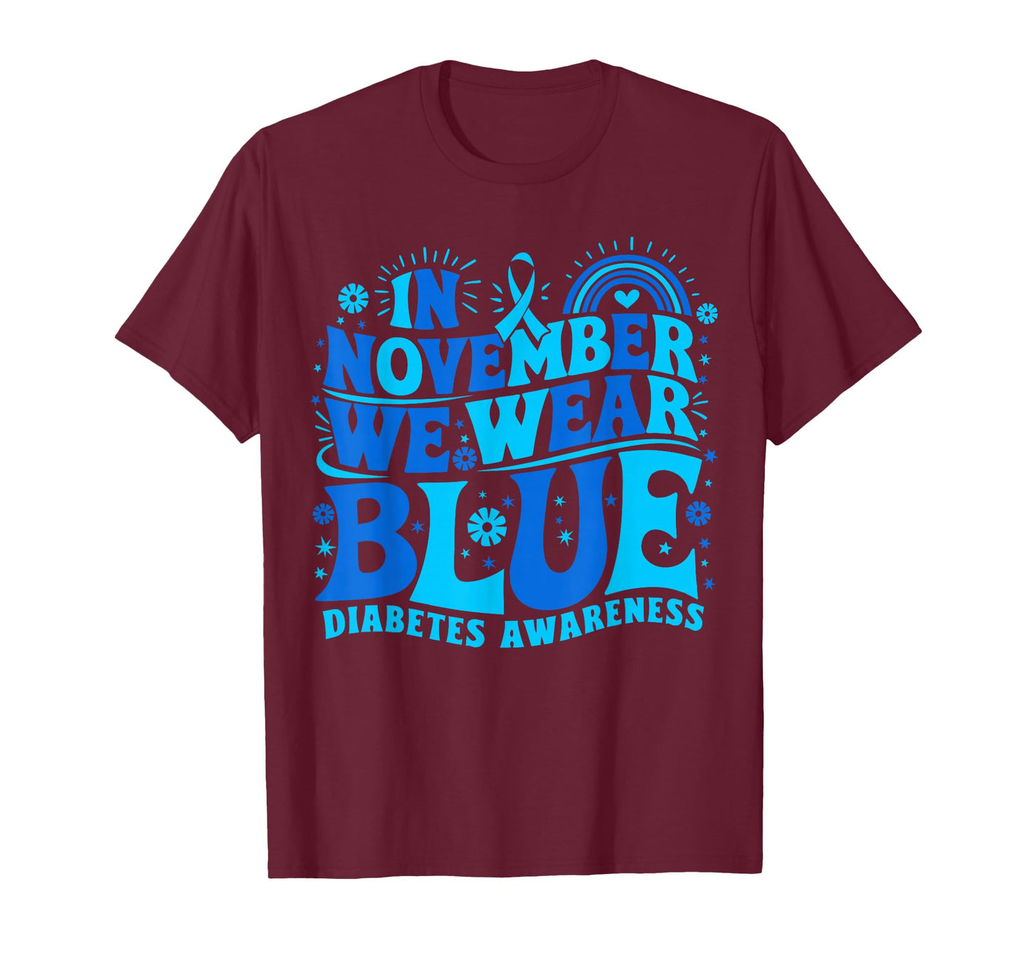 in November We Wear Blue Diabetes Awareness Ribbon T-Shirt