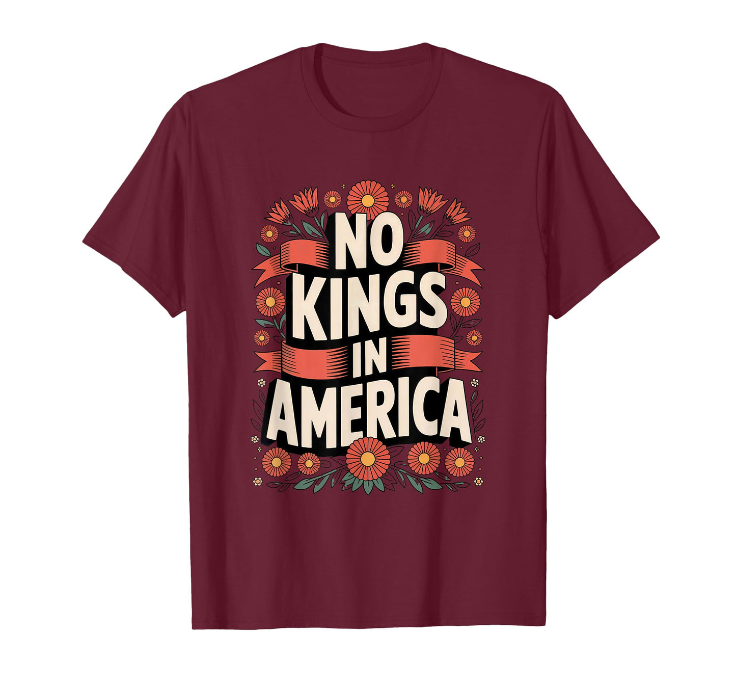 No Kings In America Retro Vintage Floral 70s Women T-Shirt
