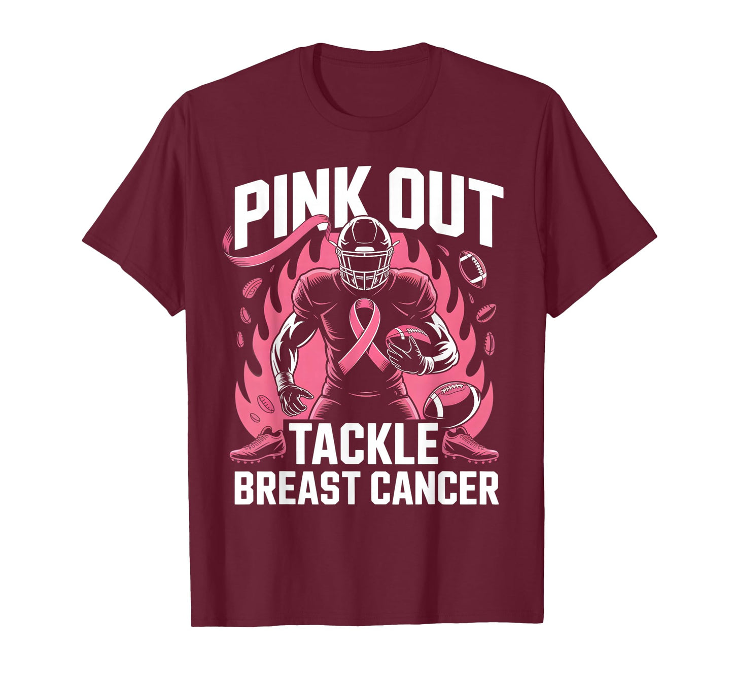 Pink Out Tackle Breast Cancer Team Support American Football T-Shirt