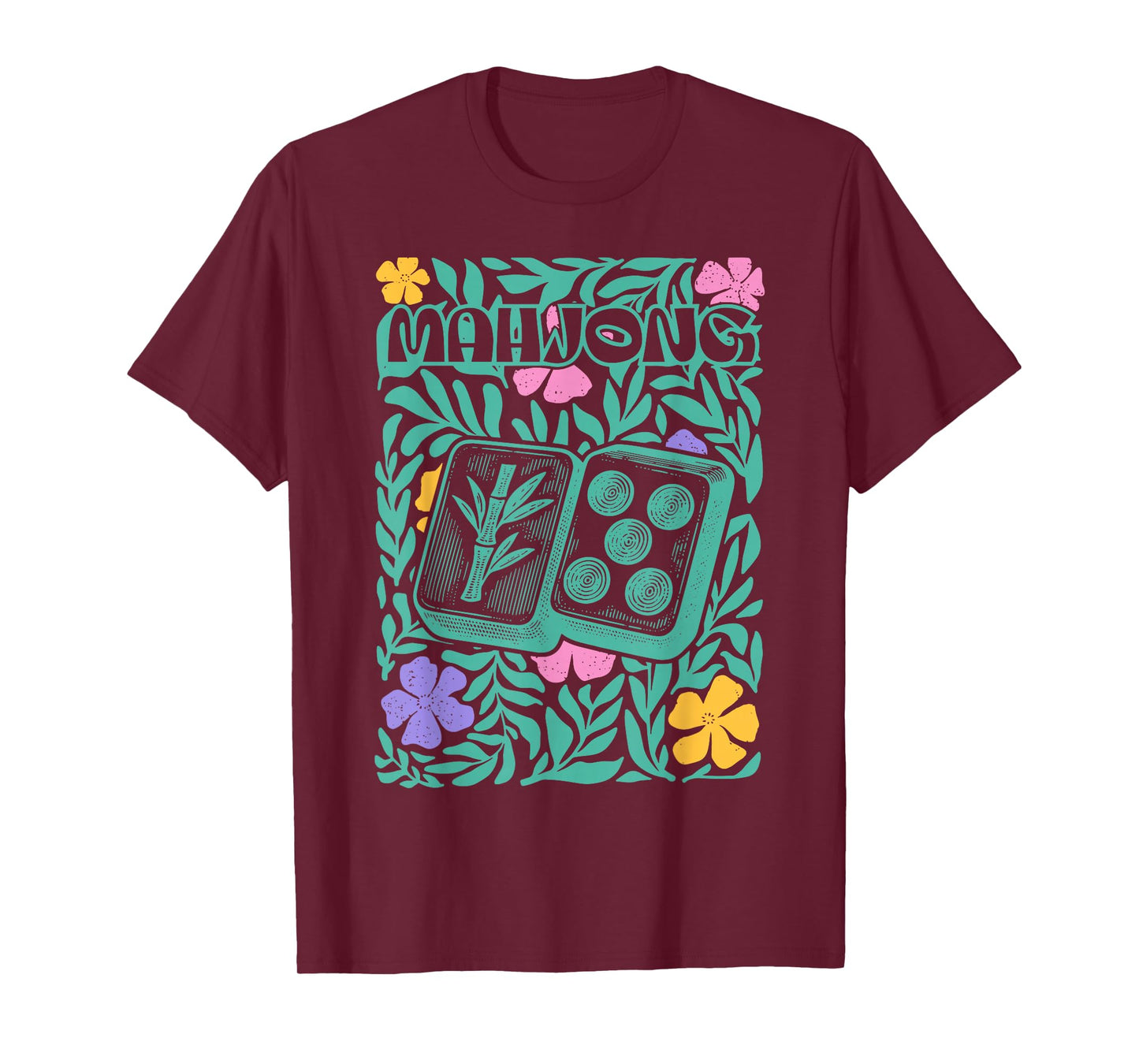 Boho Floral Mahjong Player Matching Mahjong Club Game Set T-Shirt
