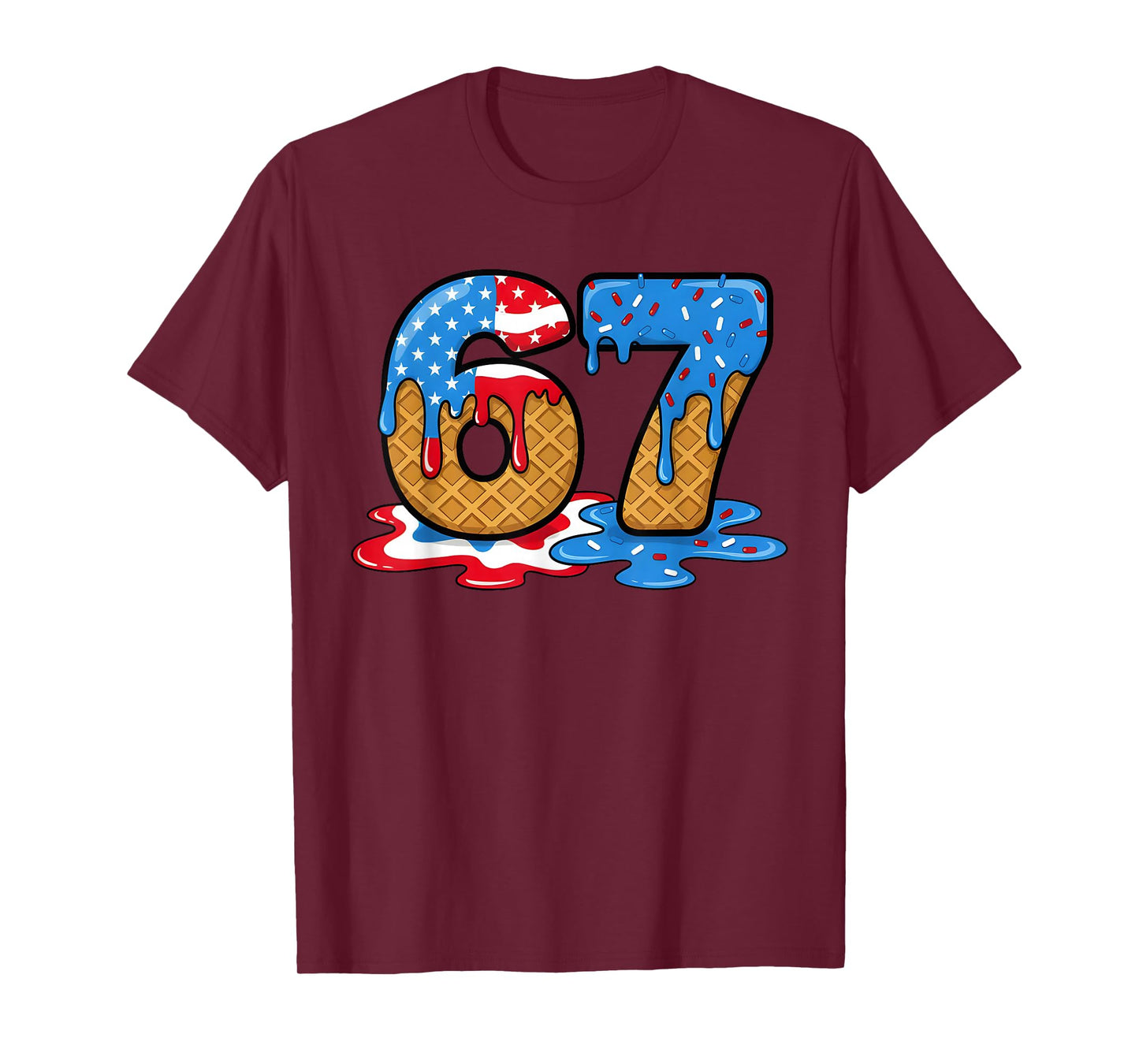 67 Ice Cream Drip Meme Funny Six Seven Gen Alpha Slang T-Shirt