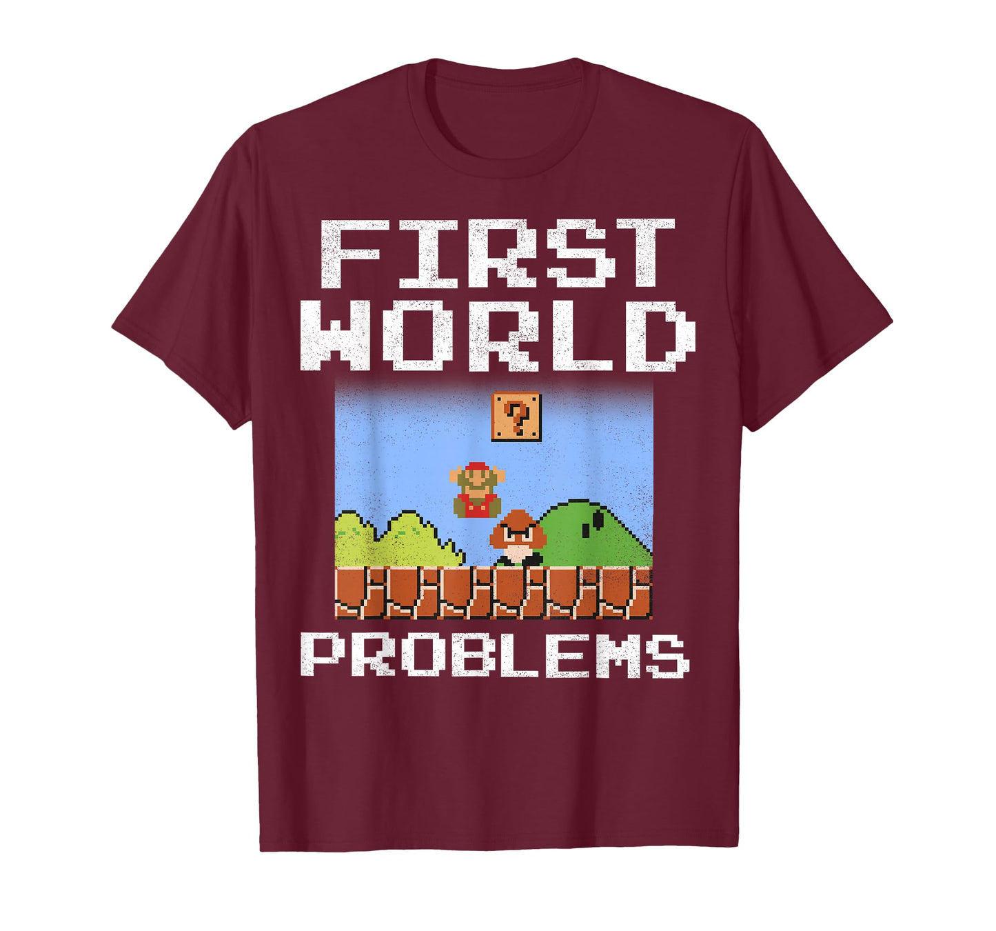 Super Mario Retro 8 Bit First World Problems Graphic T-Shirt T-Shirt