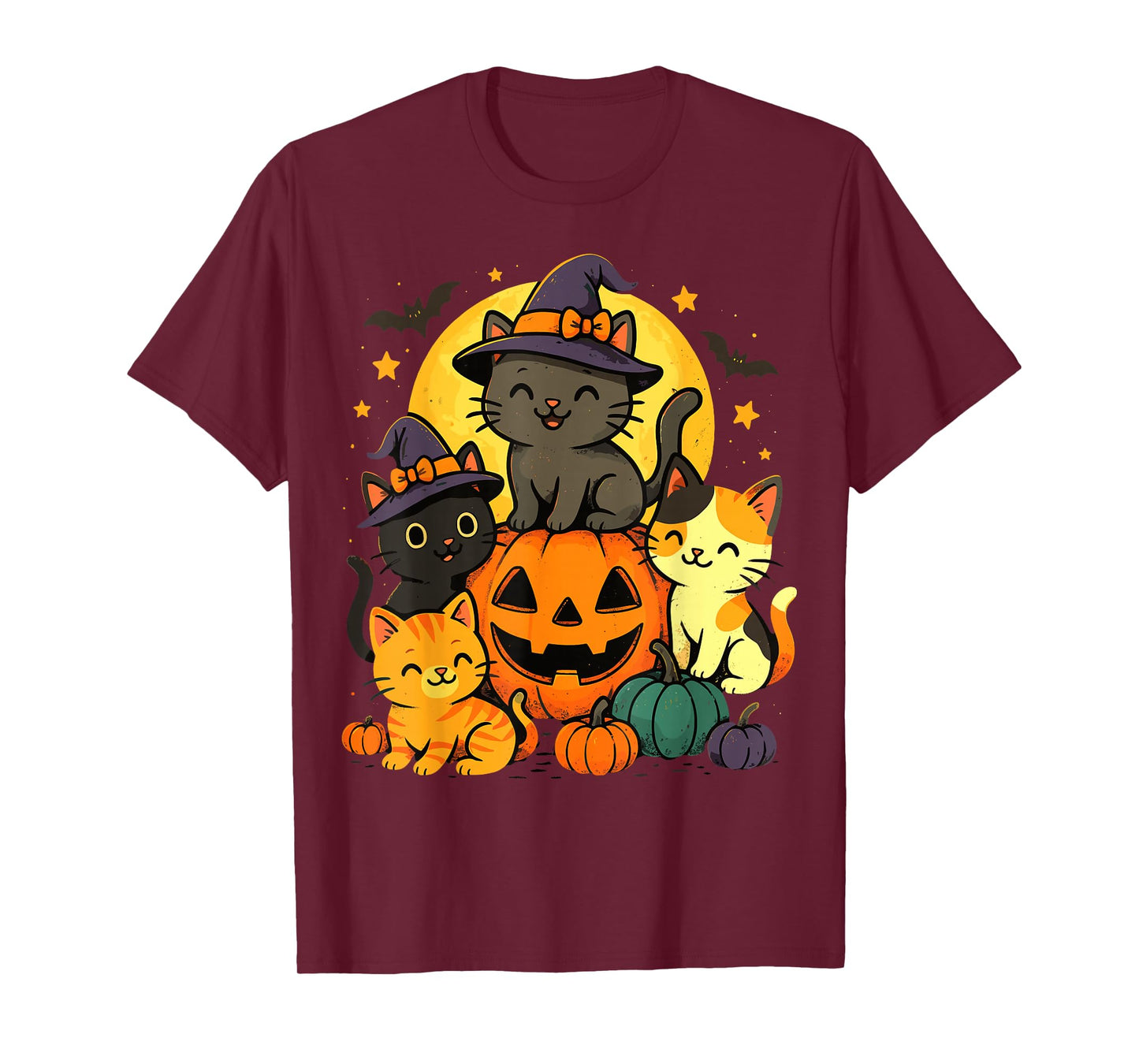 Halloween Kawaii Cats Pumpkin Funny Cat T-Shirt