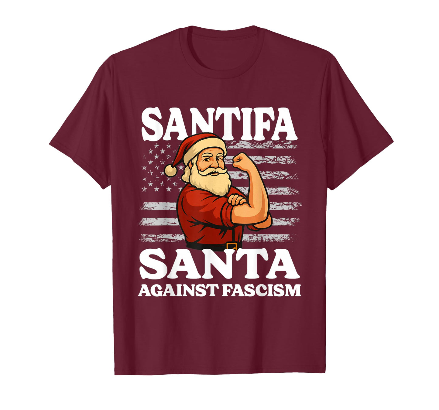 Funny Santifa Santa Against Fascism Flag Resist No Kings T-Shirt