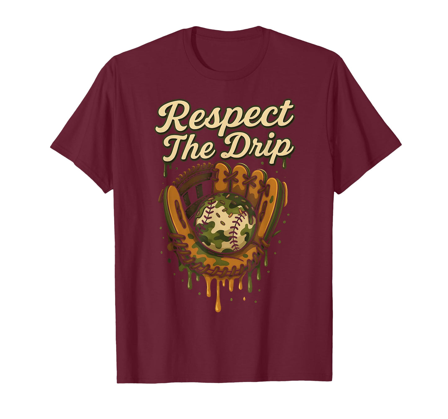 Baseball Drip Camo Baseball Glove Boys Sports Cool Game Day T-Shirt