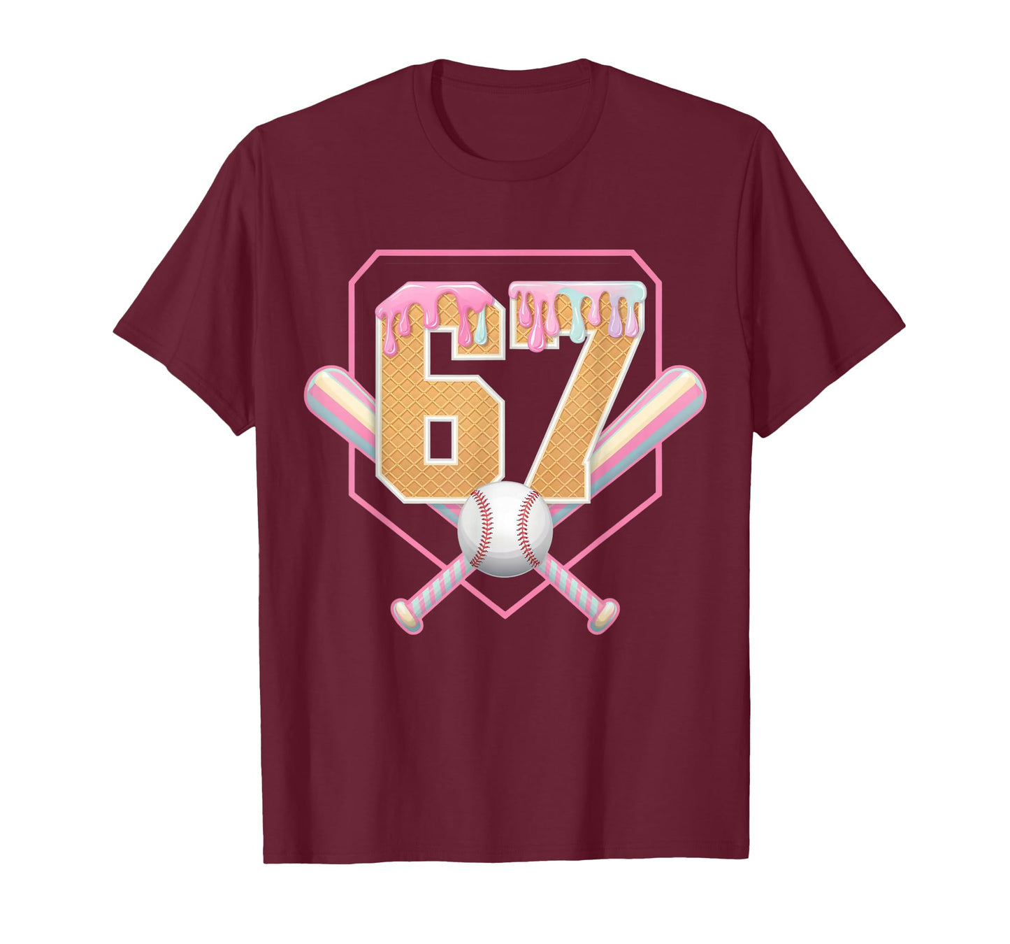 Baseball Drip Number 67 Player Or 67th Birthday T-Shirt