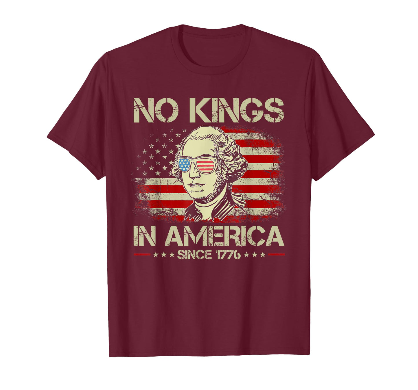 No Kings In America Since 1776 George Washington USA Flag T-Shirt