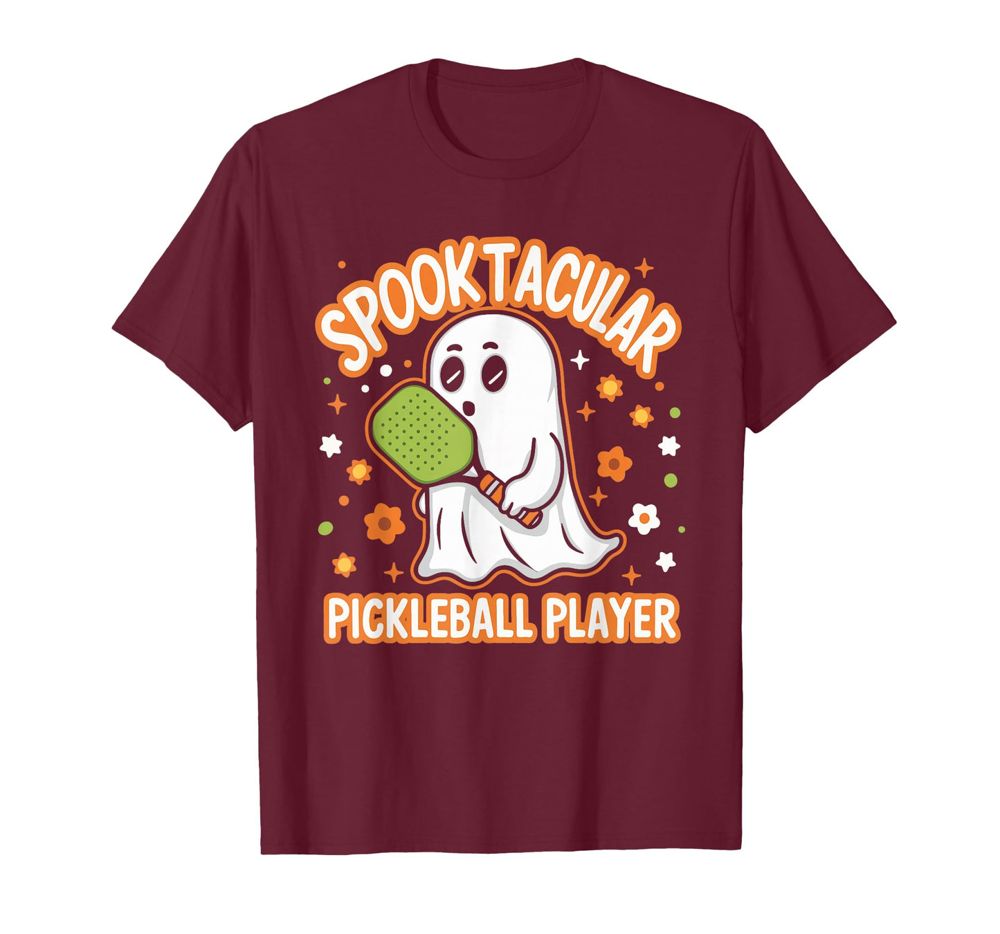 Spooktacular Pickleball Player Ghost Pumpkin T-Shirt