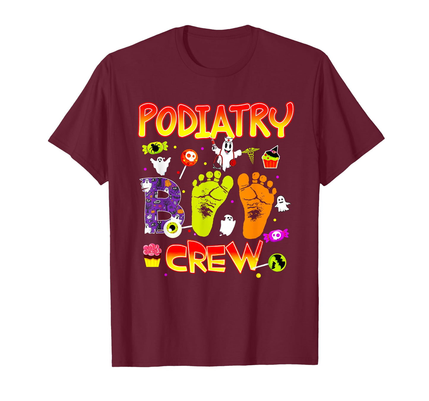 Podiatry Boo Crew Funny Ghost Footprint Halloween Spooky T-Shirt