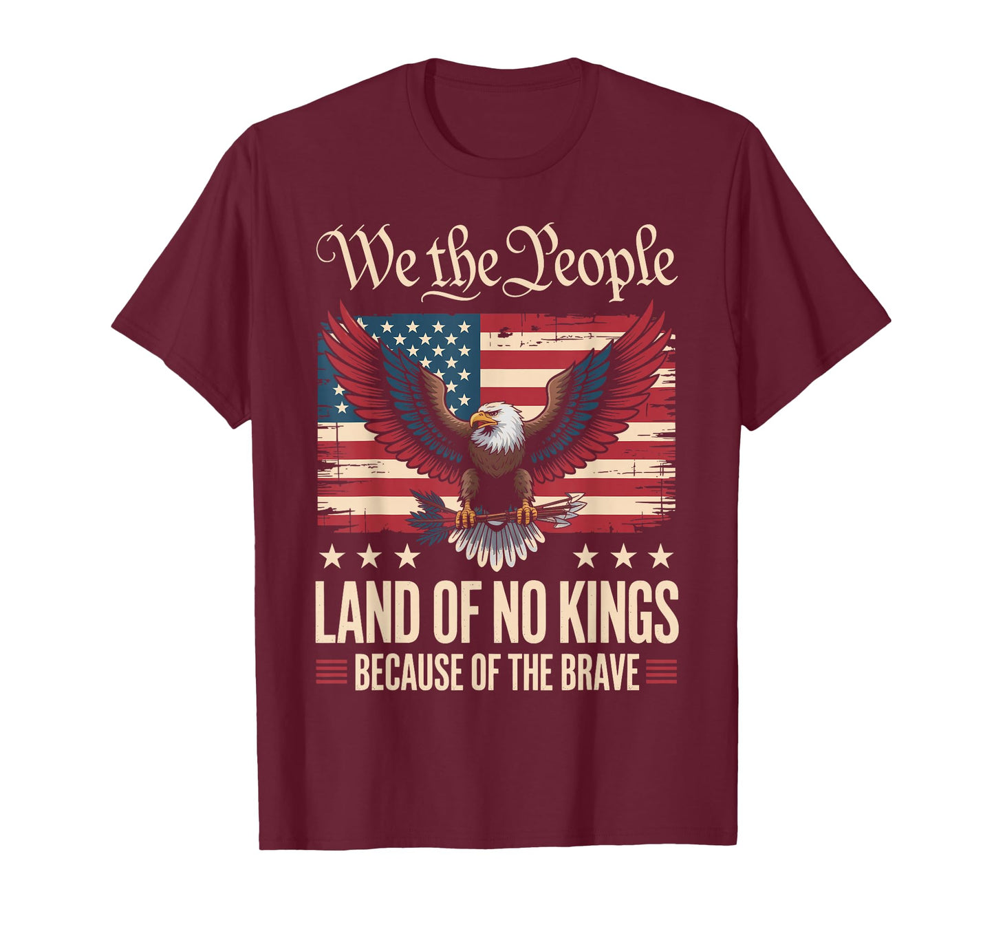 Land of No Kings Patriotic Eagle Vintage Flag No Kings Day T-Shirt