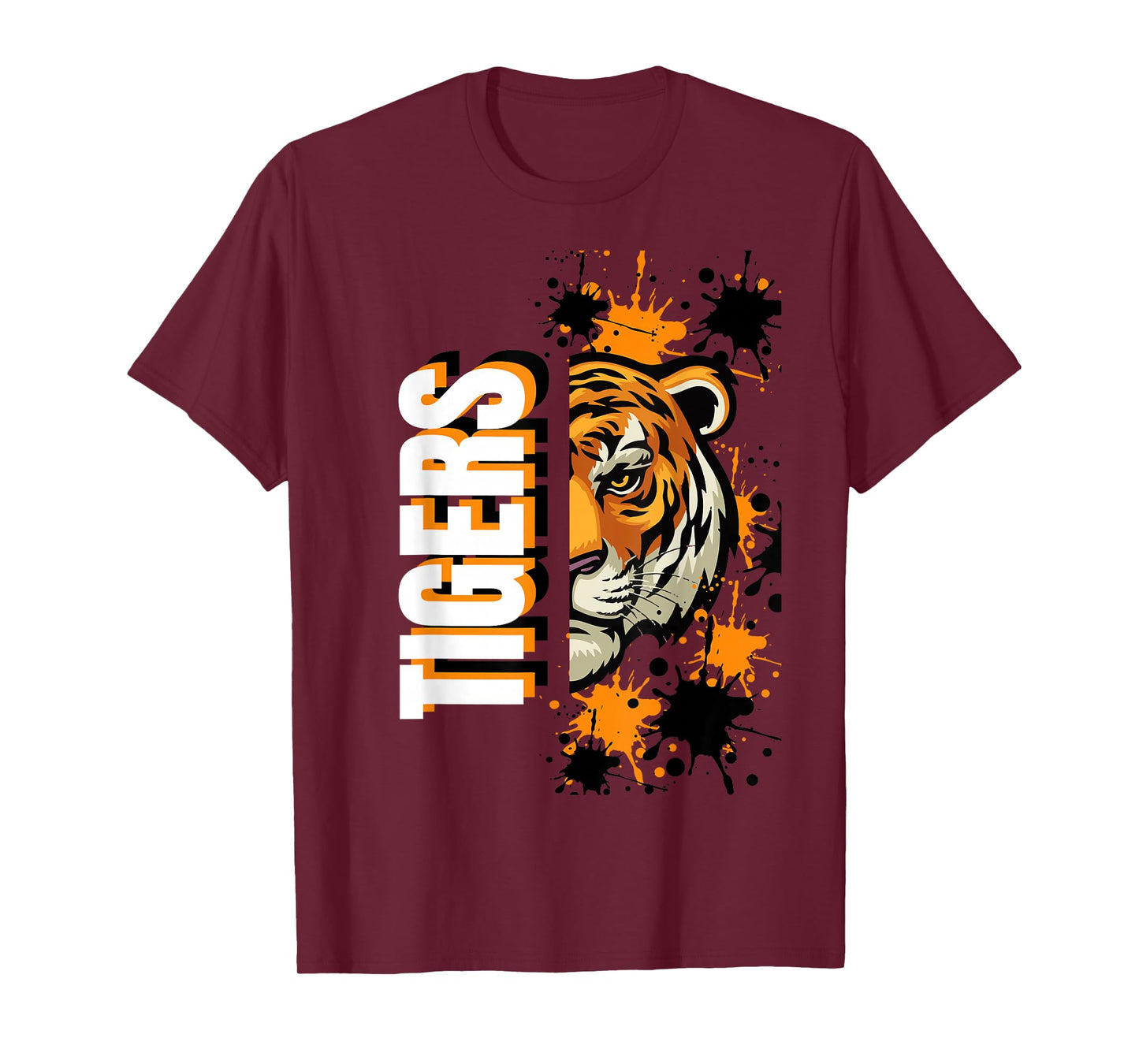Tigers School Spirit Tiger Mascot Orange Black T-Shirt