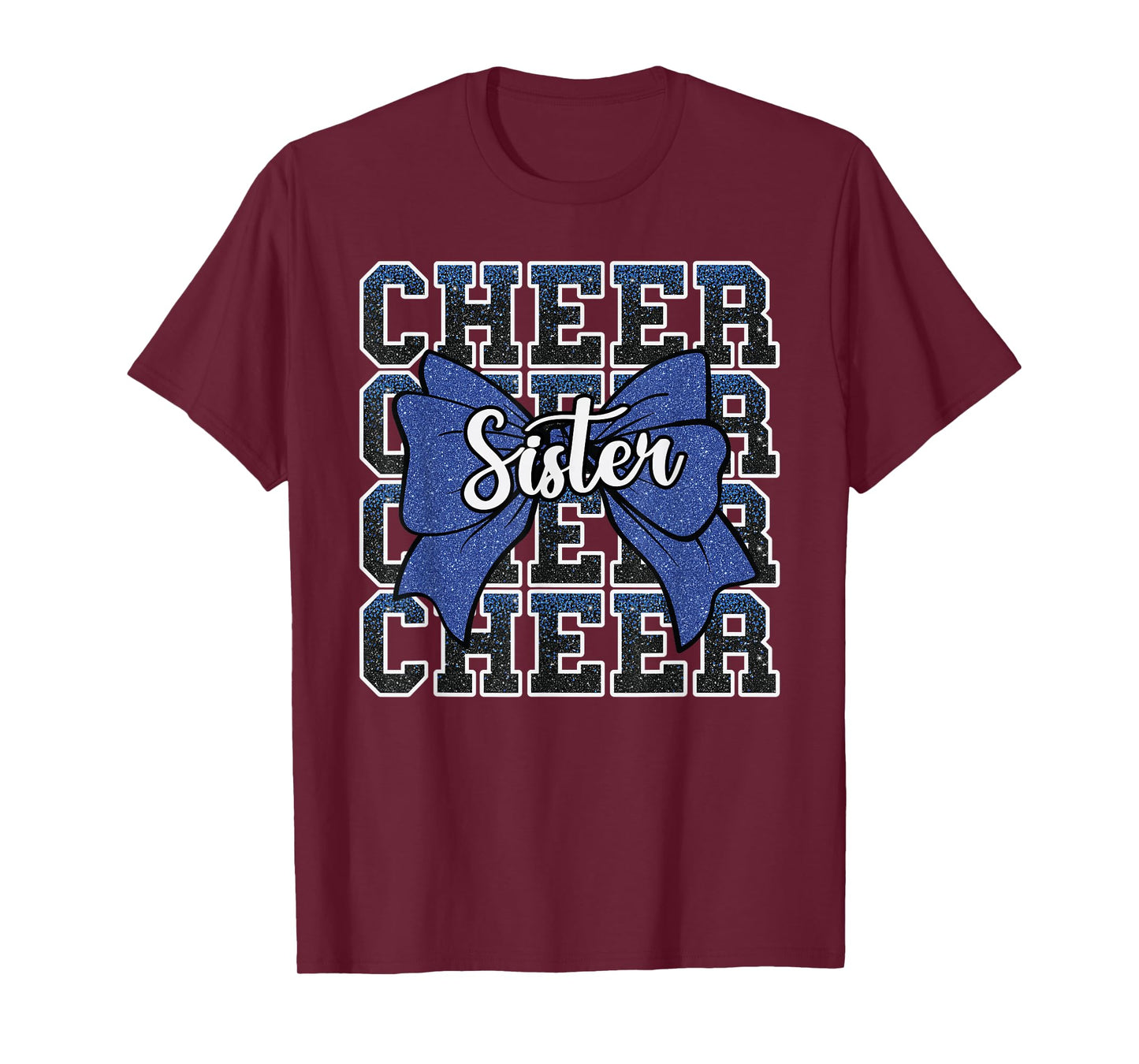 Cheer Sister Bow Sport Cheerleader Cheerleading Blue T-Shirt