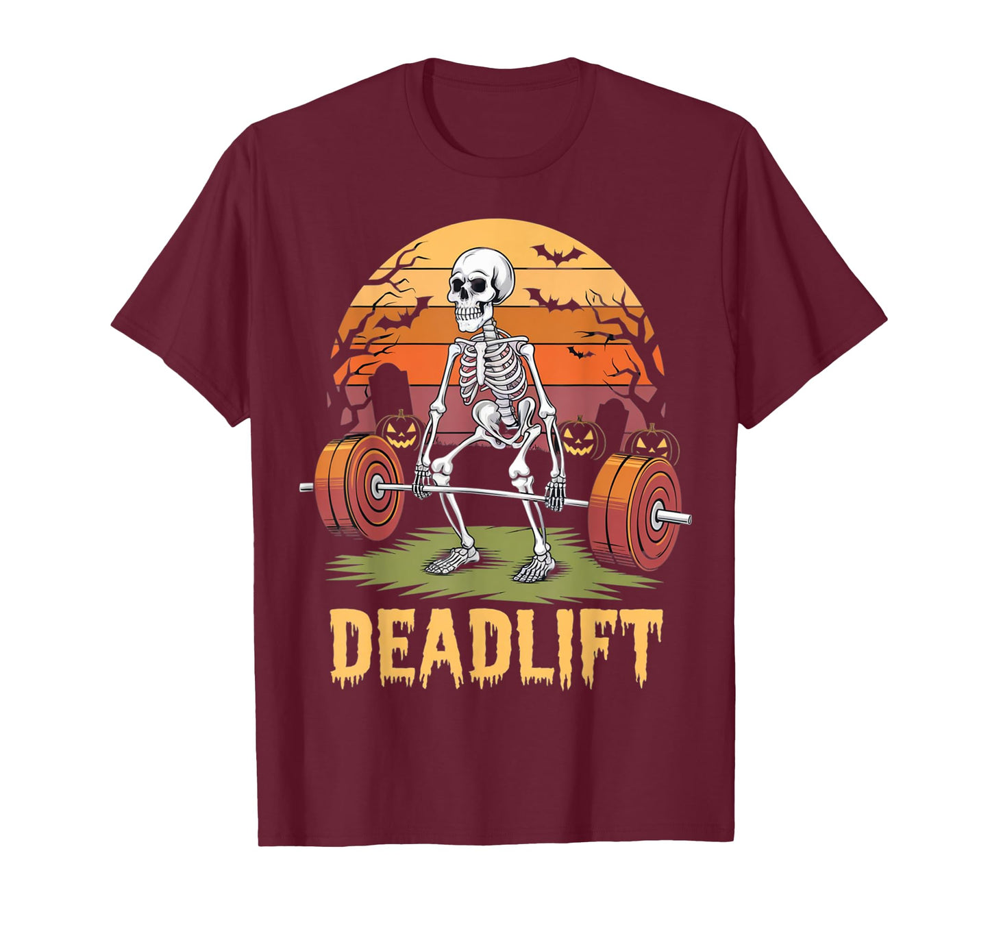 Halloween Deadlift Skeleton Gym Workout Weight Lifting T-Shirt
