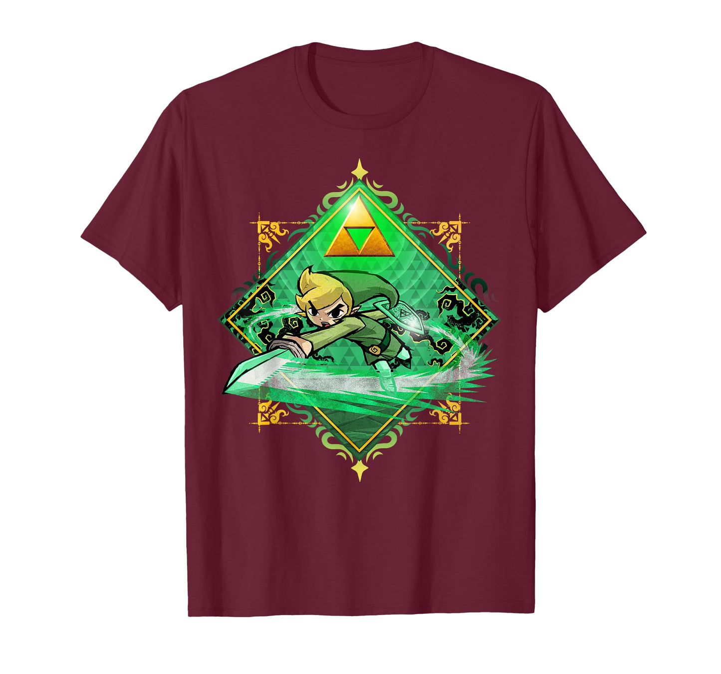 The Legend of Zelda: The Wind Waker Link Gold Sword Badge T-Shirt