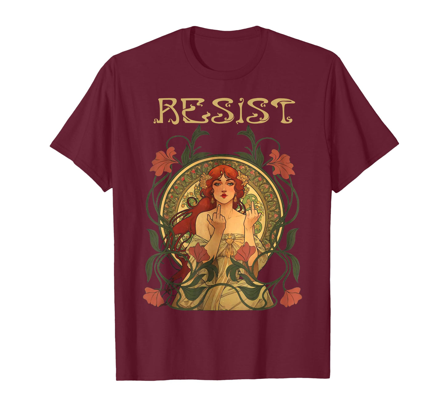 Resist Art Nouveau Mucha Anti-Trump Women Feminist Resist T-Shirt