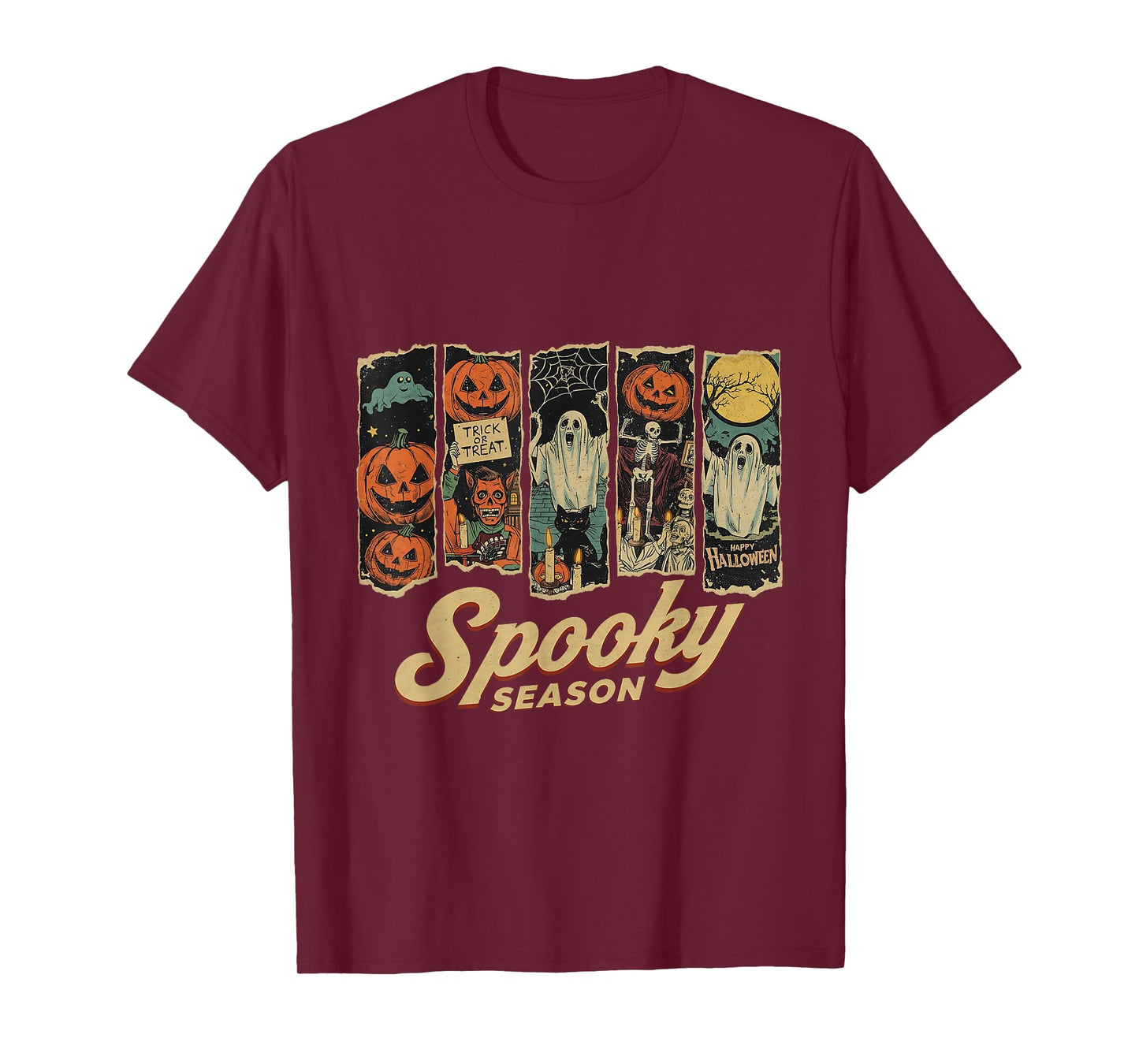 Spooky Season Haunted Street Halloween Night Scene T-Shirt