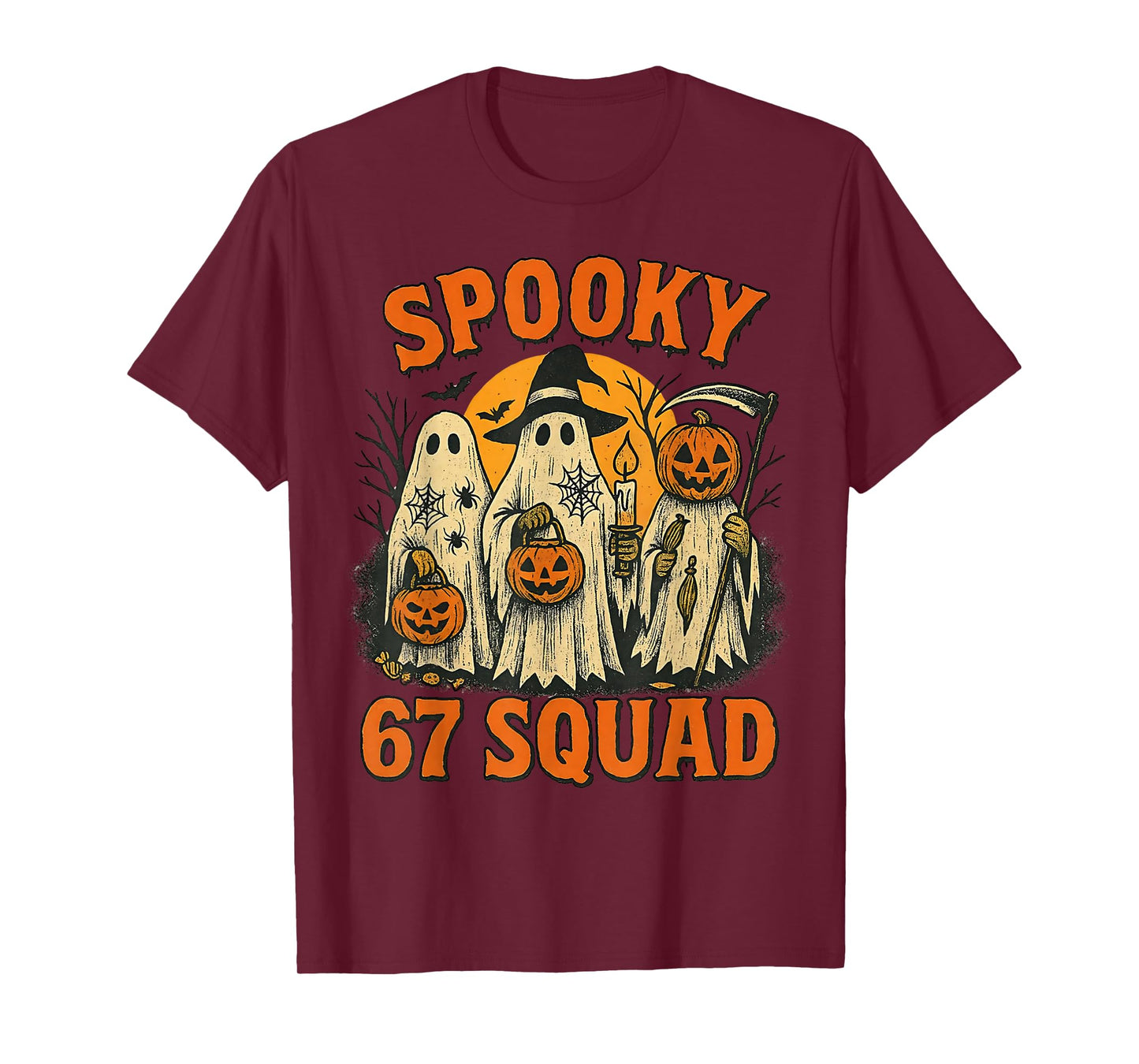 Spooky 67 Squad Funny Halloween Ghost 6 7 Six Seven Boy Kids T-Shirt