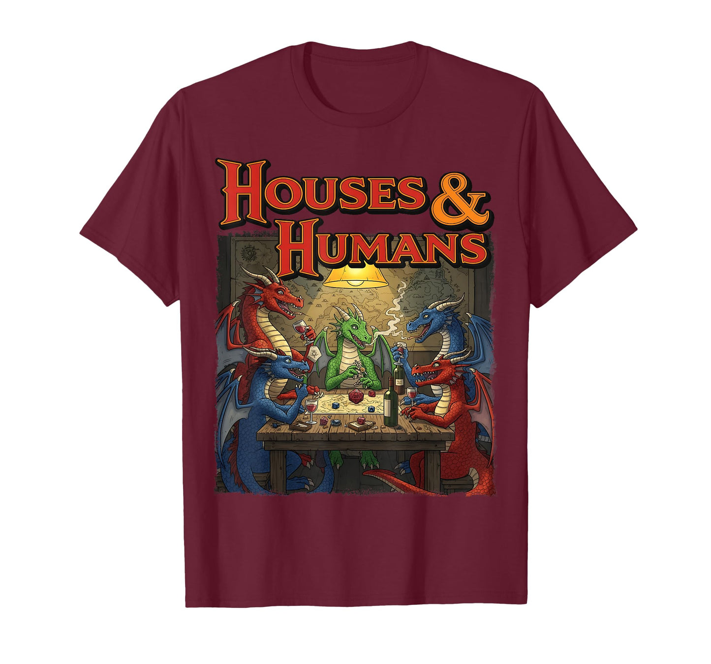 Gaming Houses Humans Funny Rpg Parody Gamer Men Boys Kids T-Shirt