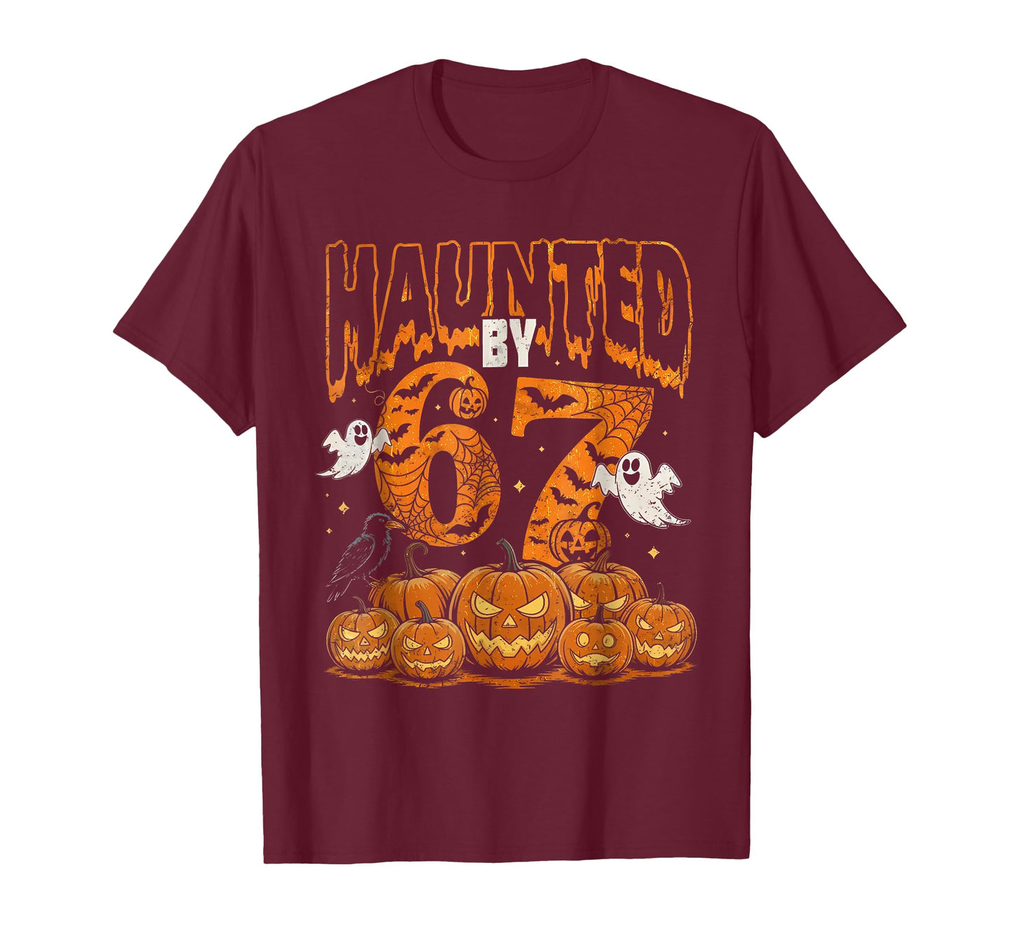 Haunted by 67 Six Seven Gen Alpha Z Halloween Pumpkin Ghost T-Shirt
