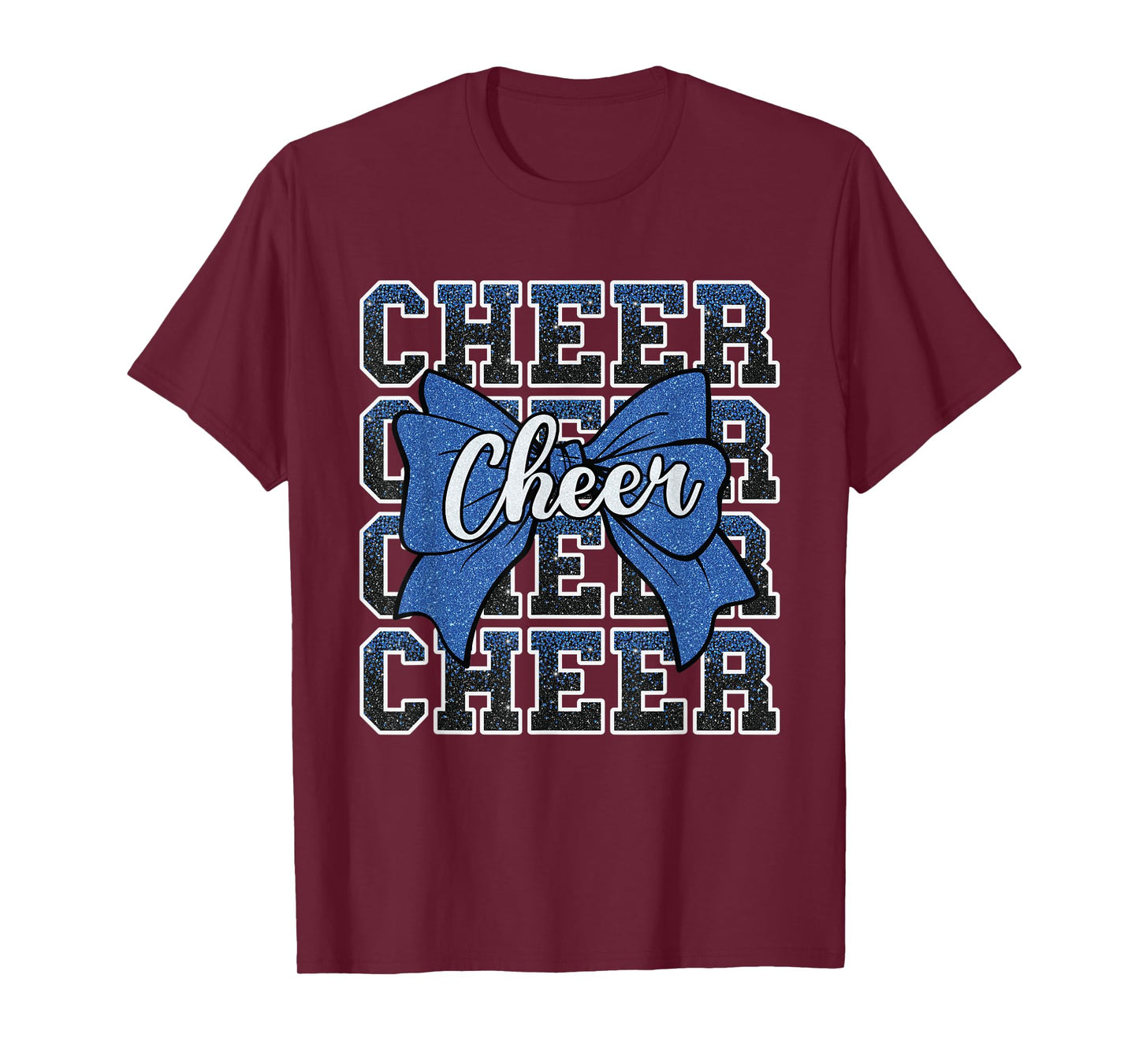 Coquette Cheer Bow Sport Cheerleader Cheerleading Blue T-Shirt