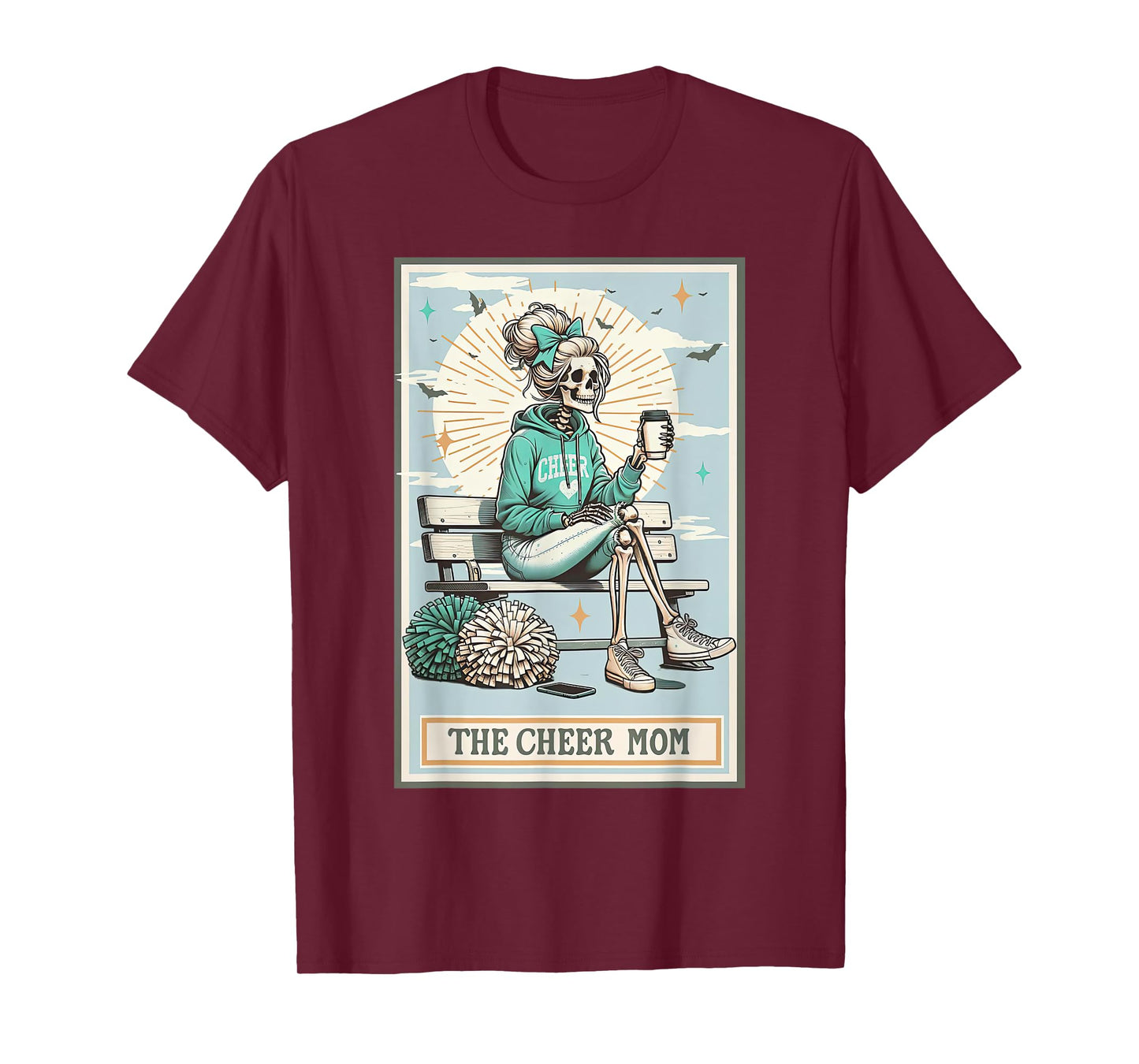 The Cheer Mom Skeleton Tarot Card Cheerleader Game Day T-Shirt