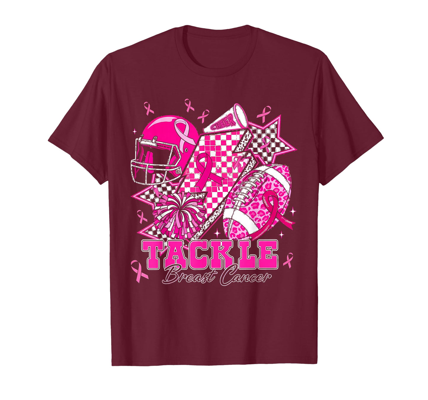 Tackle Breast Cancer Football Pink Ribbon Awareness T-Shirt