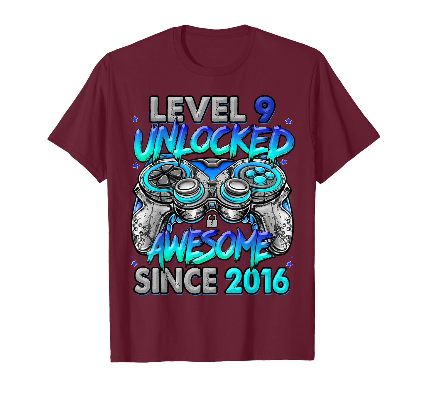 Level 9 Unlocked Awesome Since 2016 9th Birthday Gaming T-Shirt