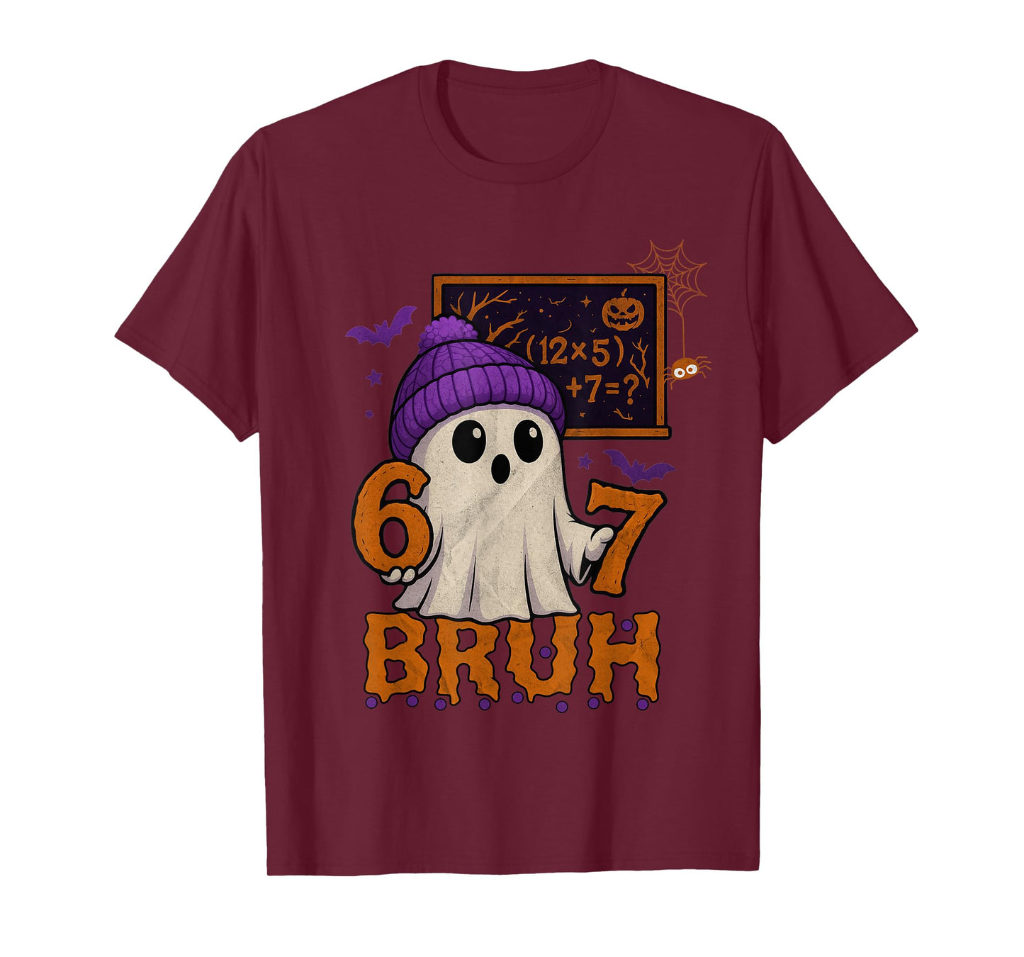 67 Teacher Halloween Ghost Six Seven Meme Math Equation Bruh T-Shirt